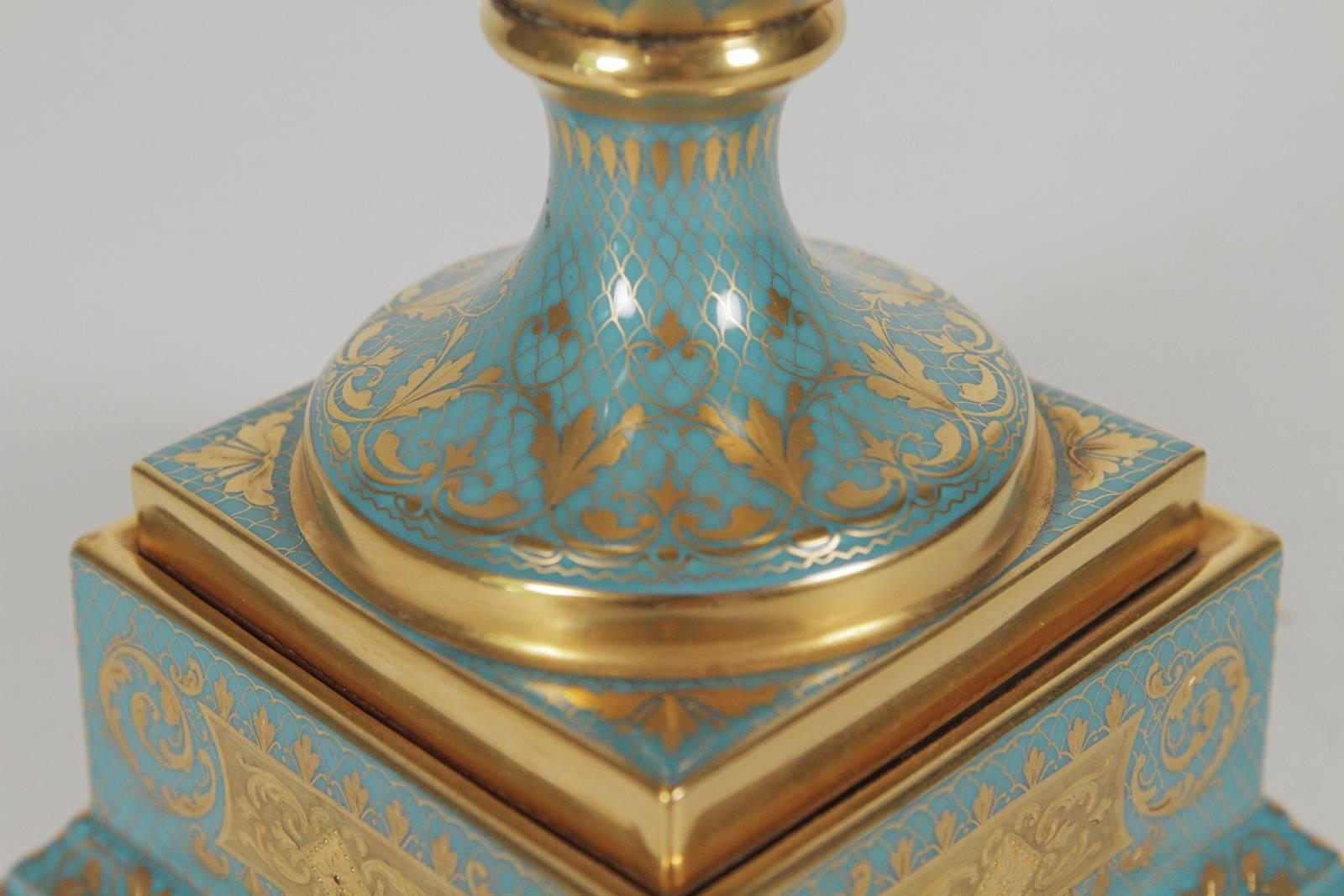 Pair of Late 19th Century Hand-Painted and Gilt Urns 4
