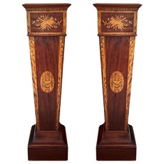 Pair of Late 19th Century Inlaid Adamesque Mahogany Pedestals Pair of Late 19th Century Inlaid Adamesque Mahogany Pedestals