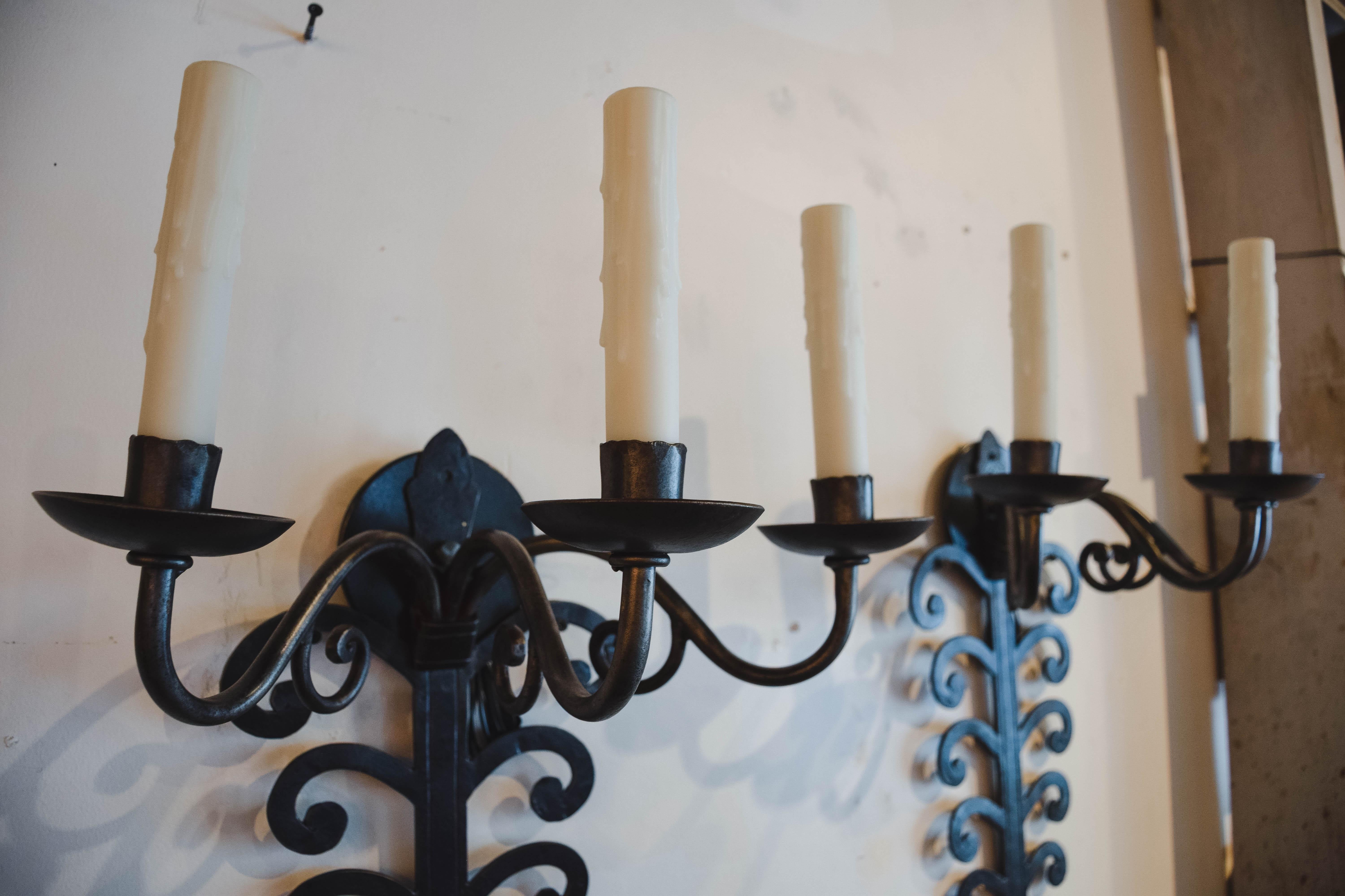 Pair of Late 19th Century Iron Sconces 5