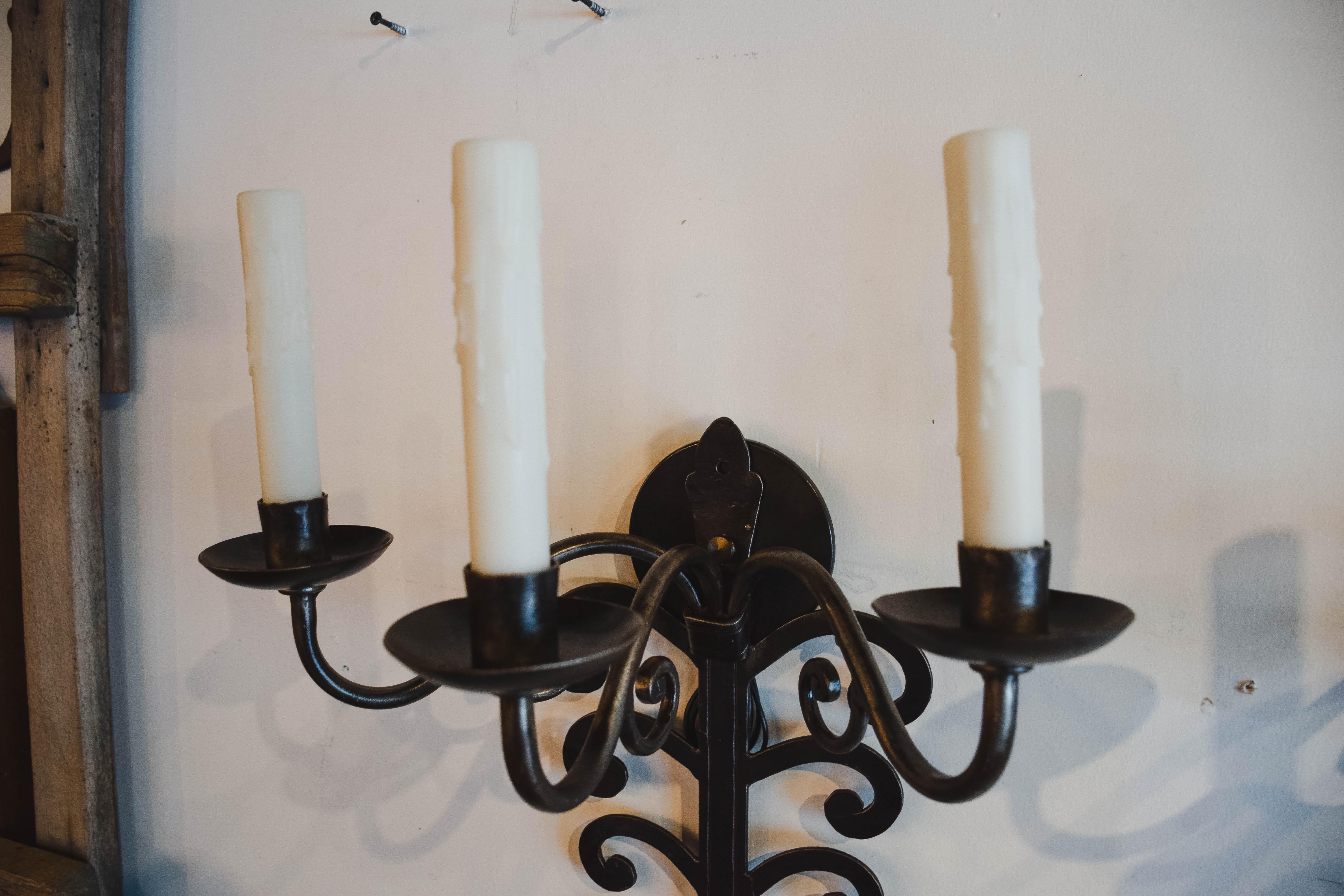 Pair of Late 19th Century Iron Sconces 5