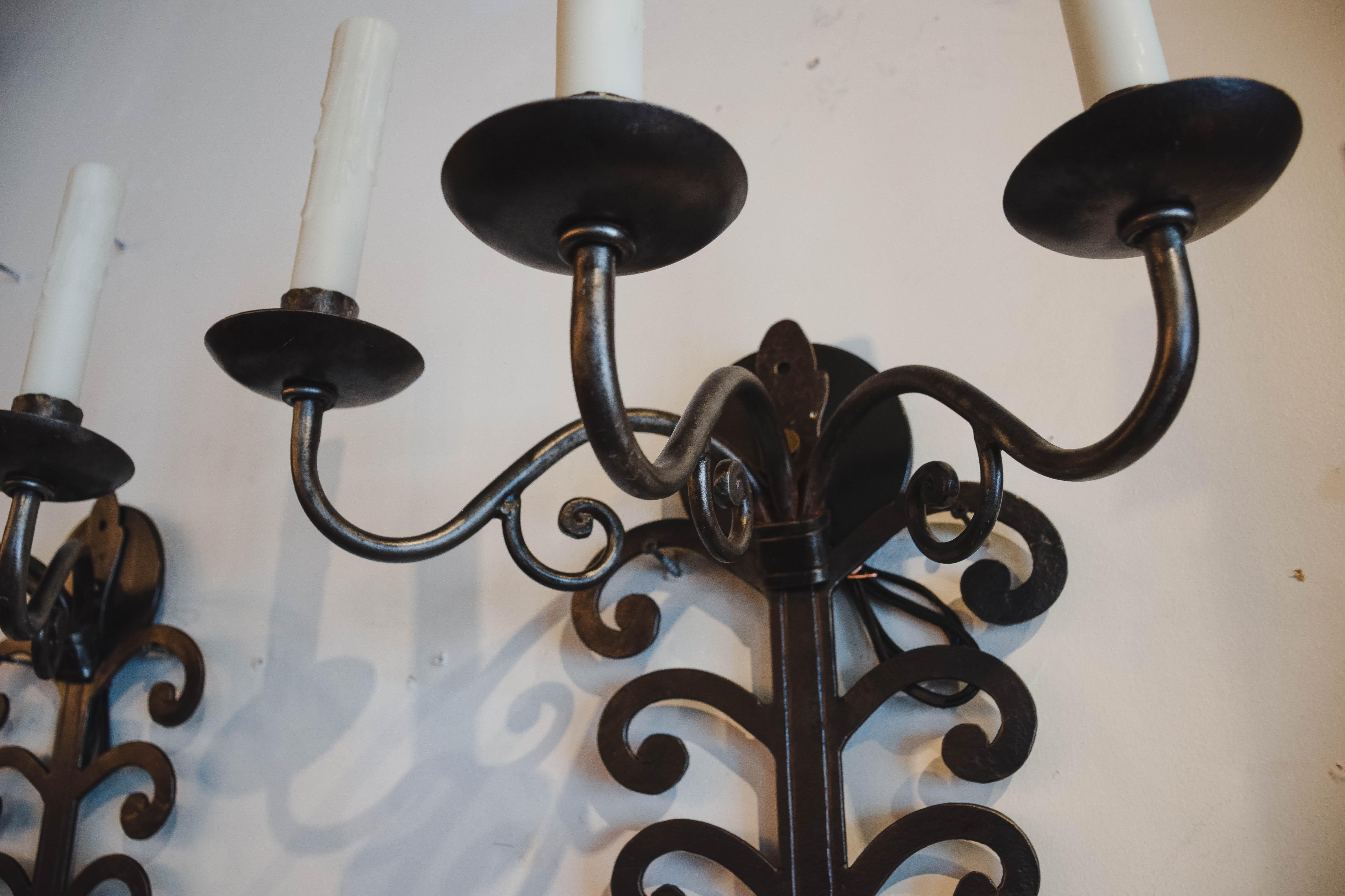 Pair of Late 19th Century Iron Sconces 7