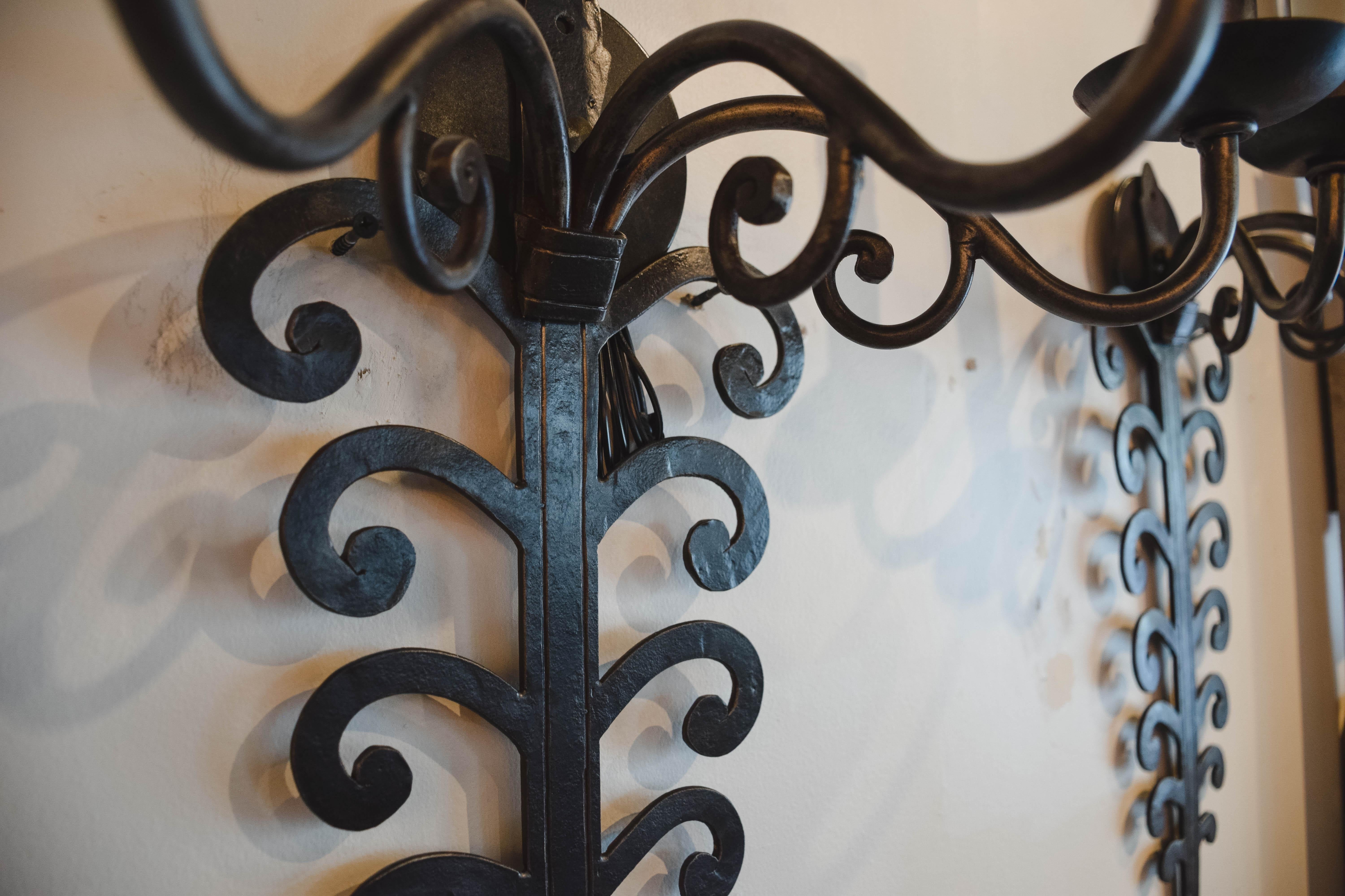 Pair of Late 19th Century Iron Sconces 8