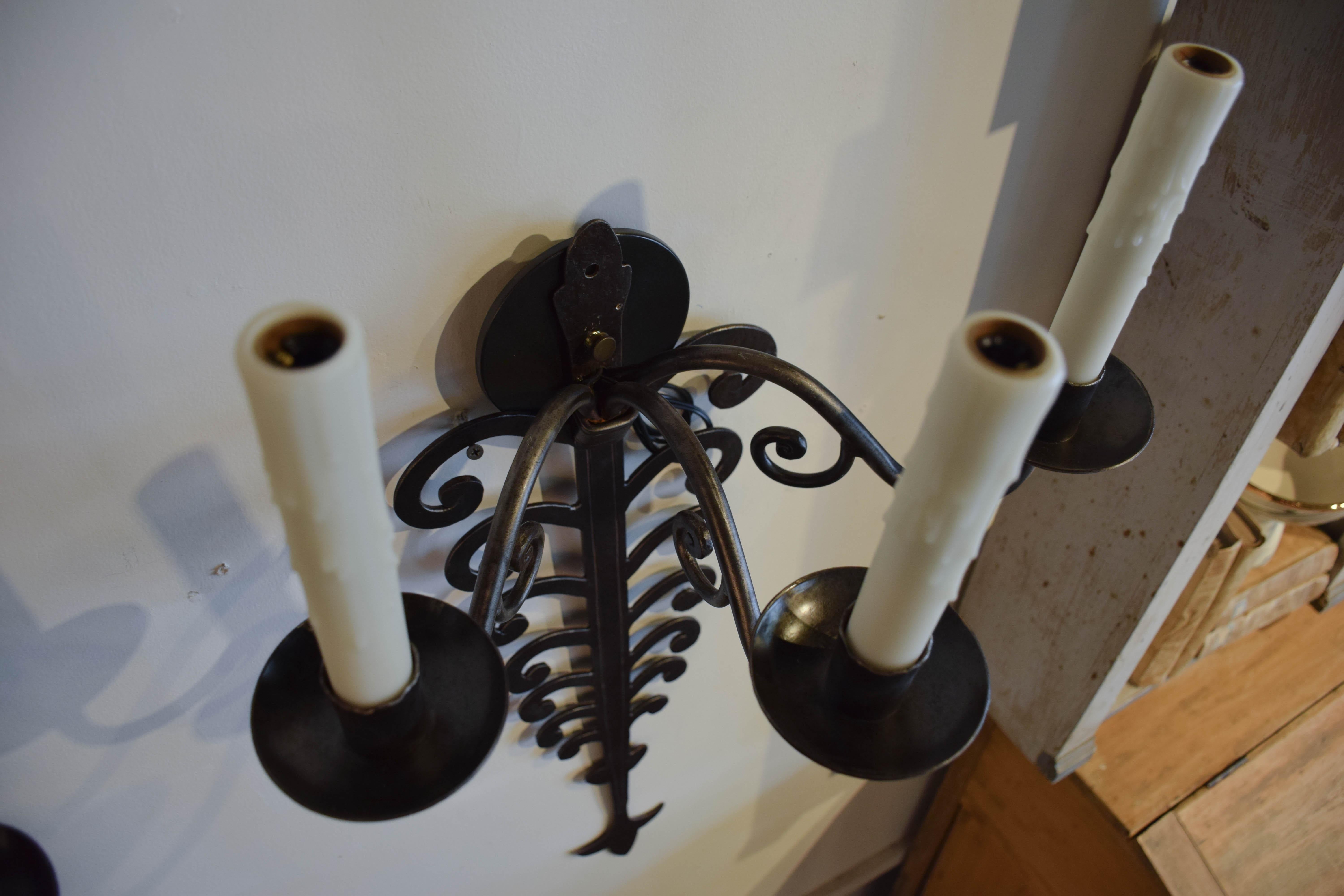 Pair of Late 19th Century Iron Sconces For Sale 8