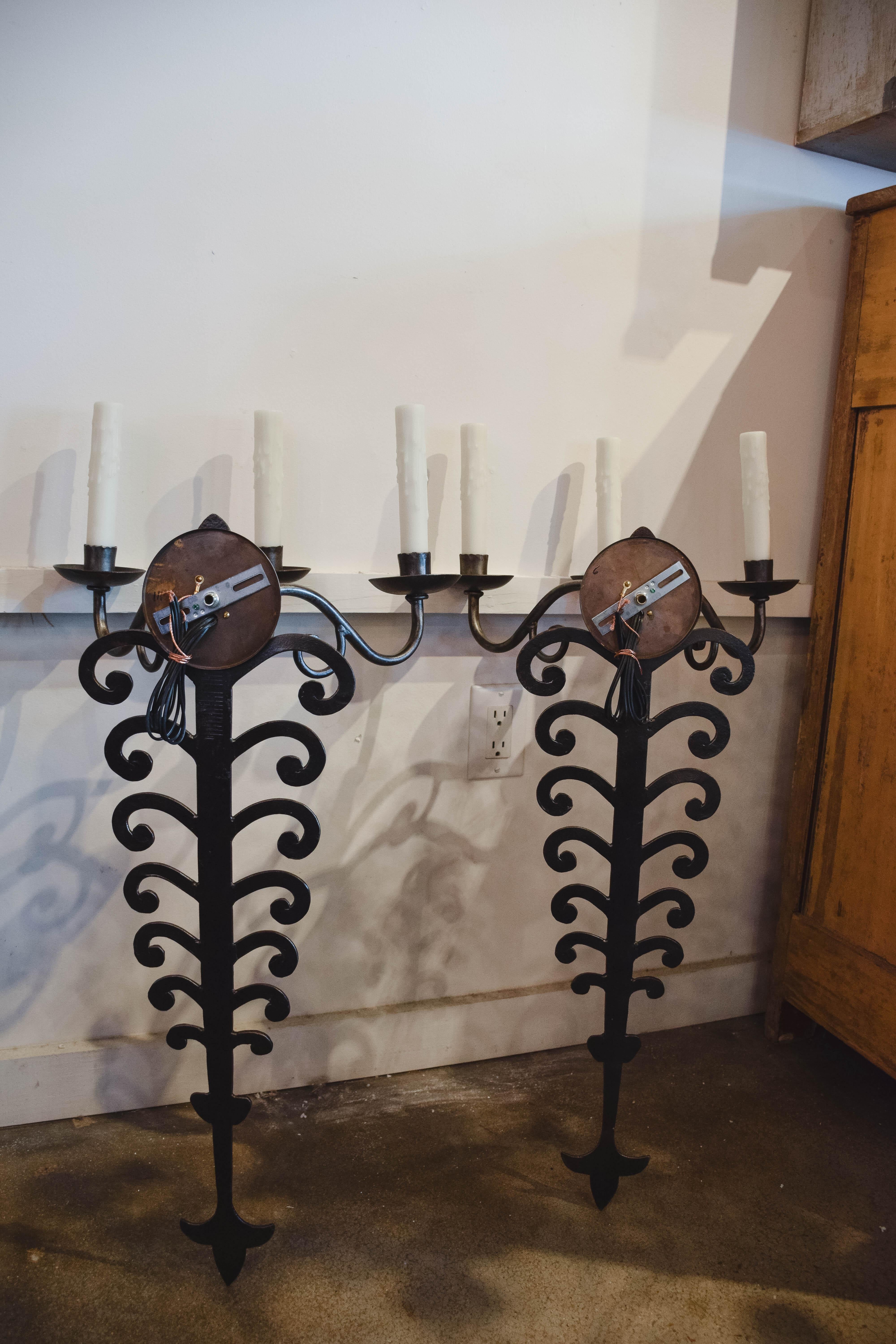 Pair of Late 19th Century Iron Sconces 10