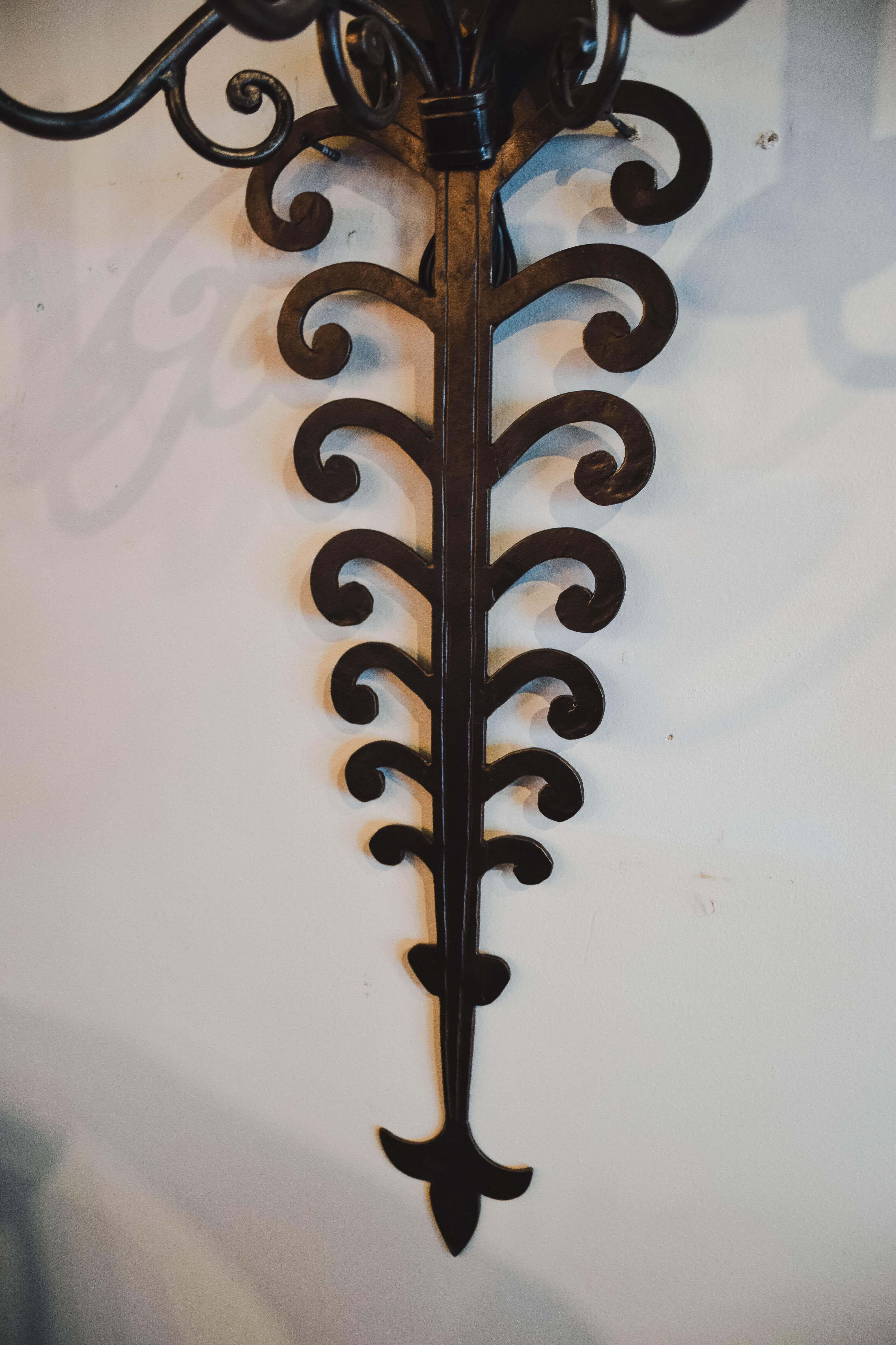 French Pair of Late 19th Century Iron Sconces For Sale