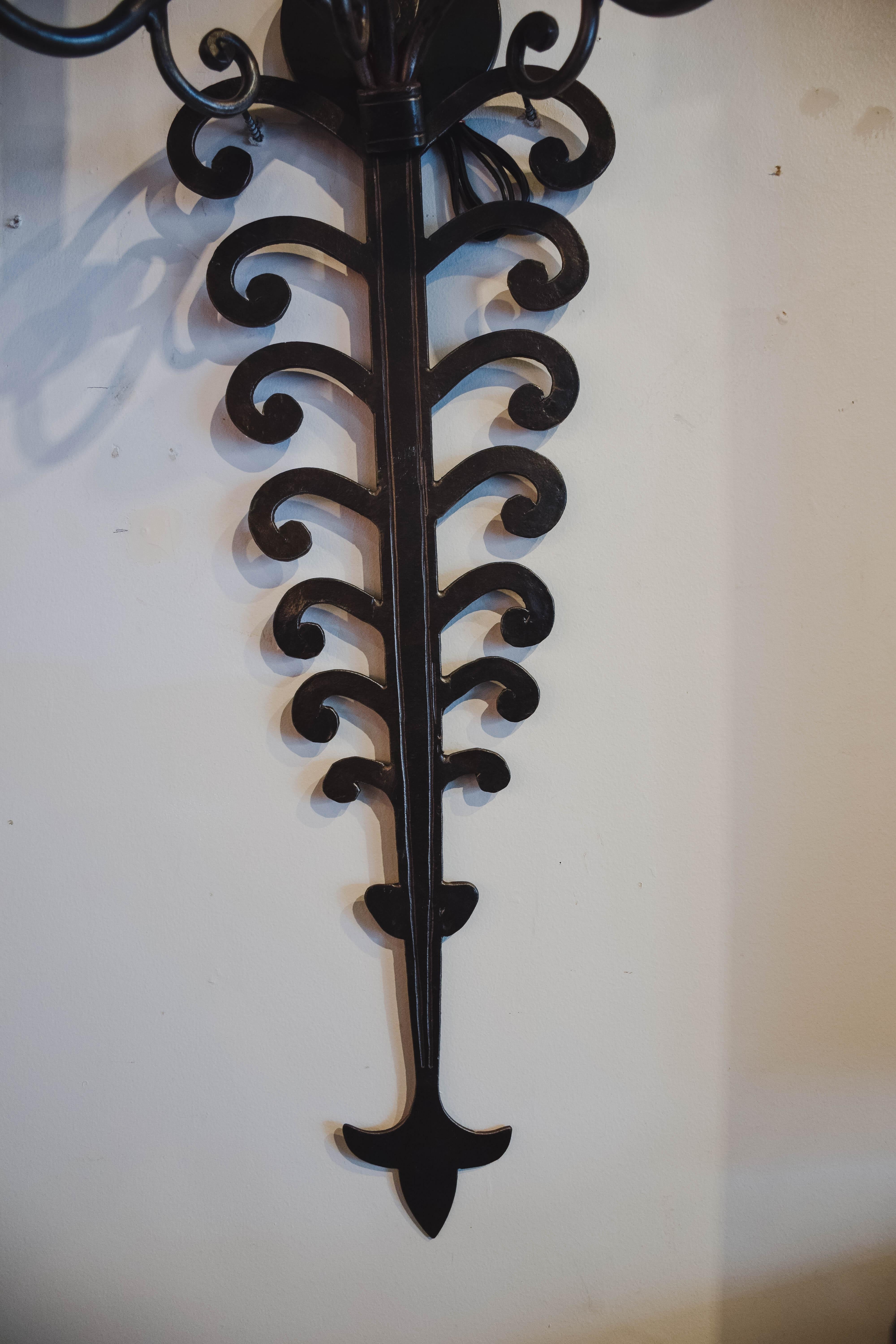 Pair of Late 19th Century Iron Sconces In Good Condition In Houston, TX