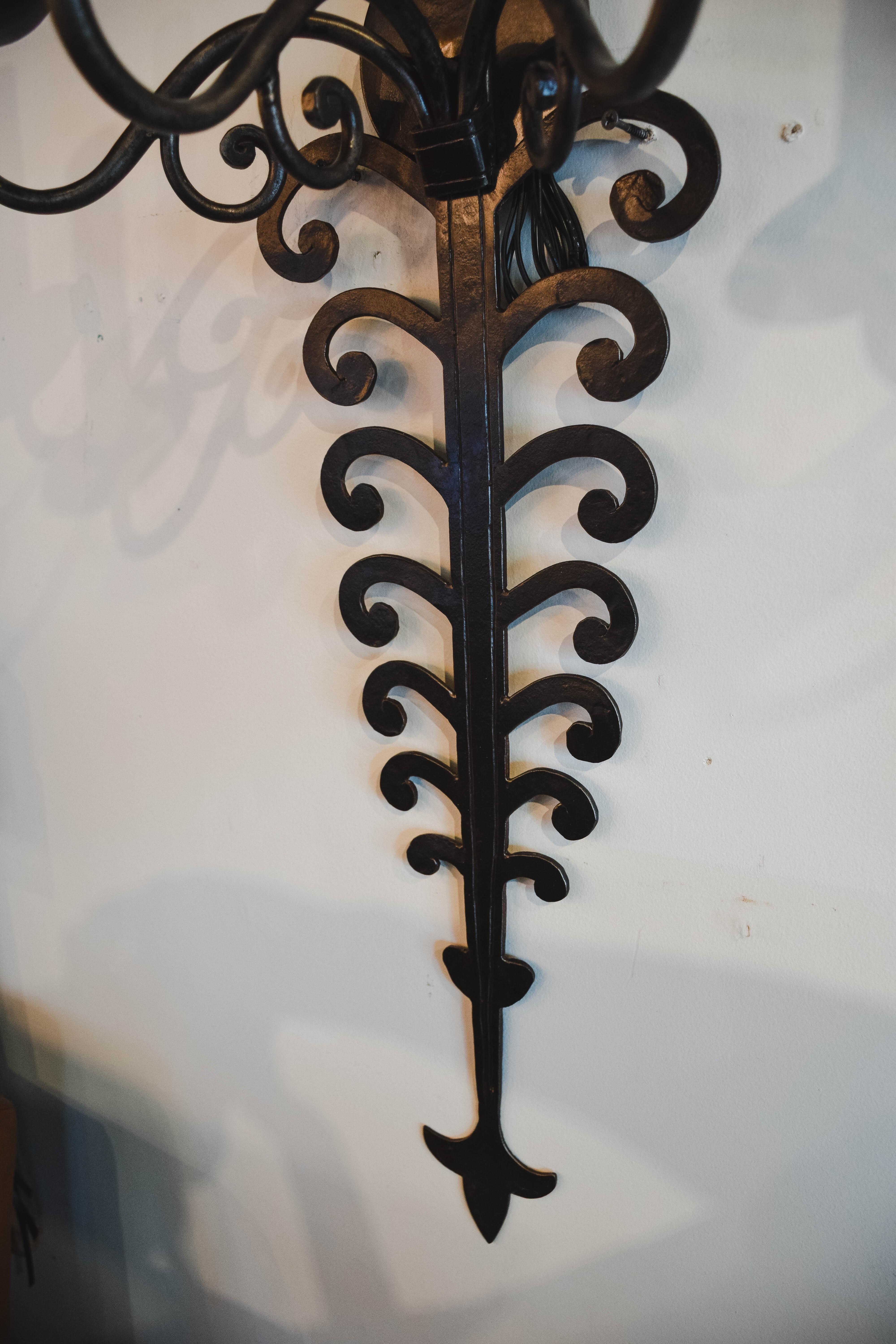 Pair of Late 19th Century Iron Sconces In Good Condition In Houston, TX