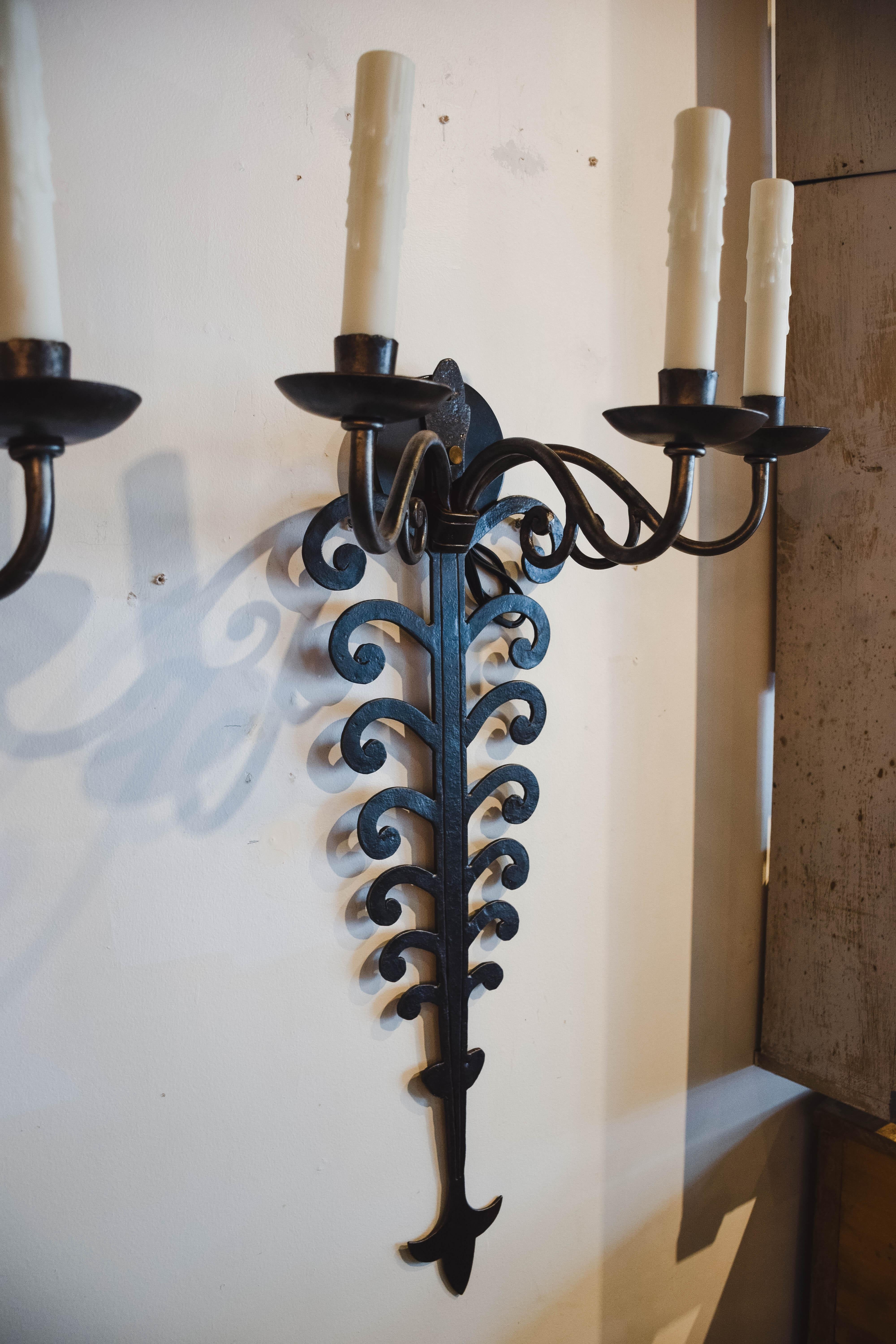 Pair of Late 19th Century Iron Sconces For Sale 3