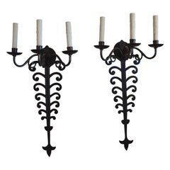 Pair of Late 19th Century Iron Sconces