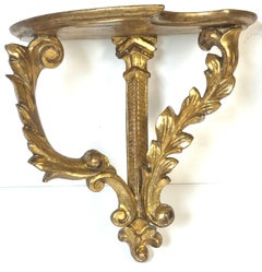 Pair of Late 19th Century Italian Carved Giltwood Neoclassical Wall Brackets