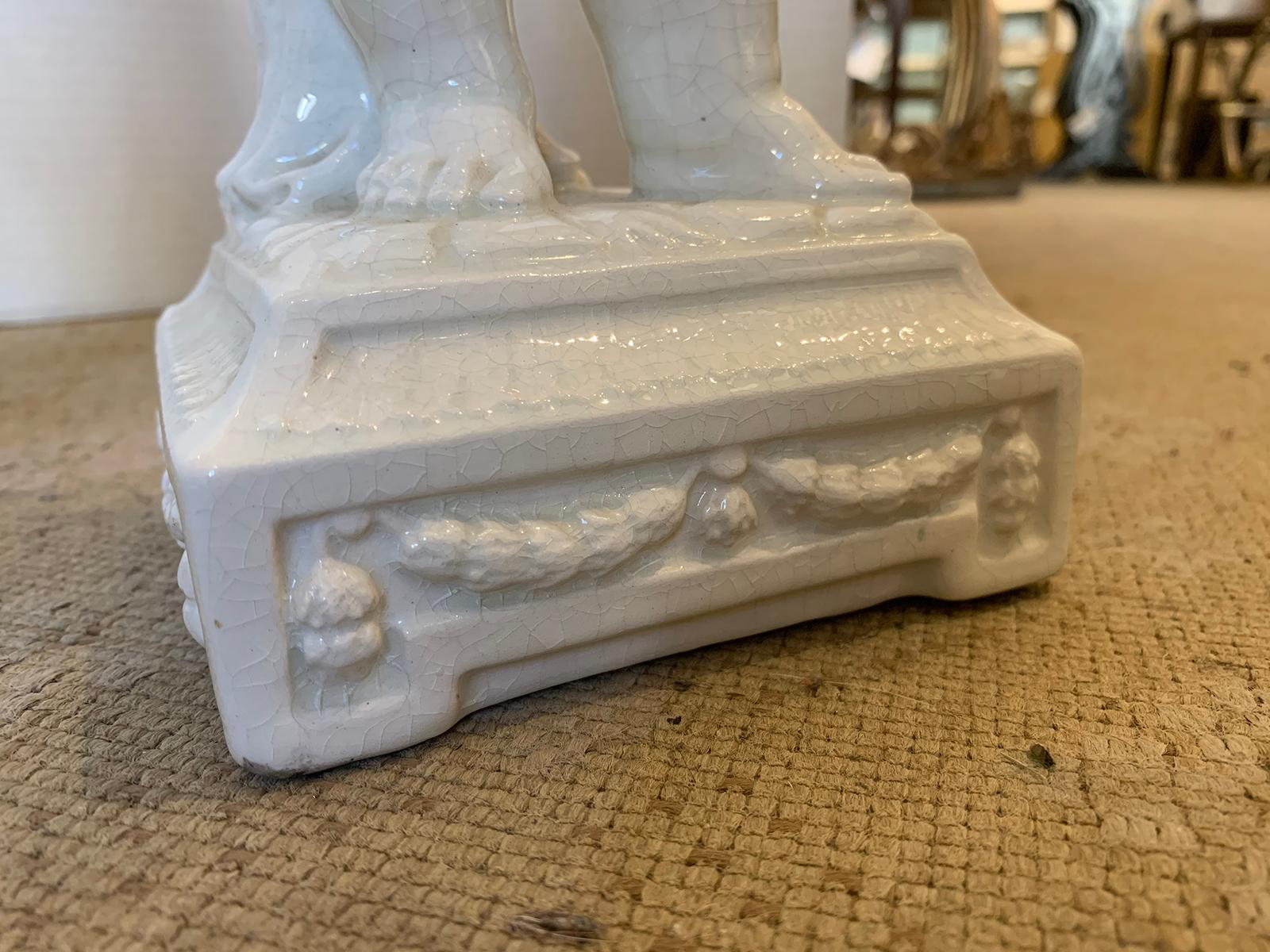 Pair of Late 19th Century Italian Creamware Putti Two-Arm Candelabras 13