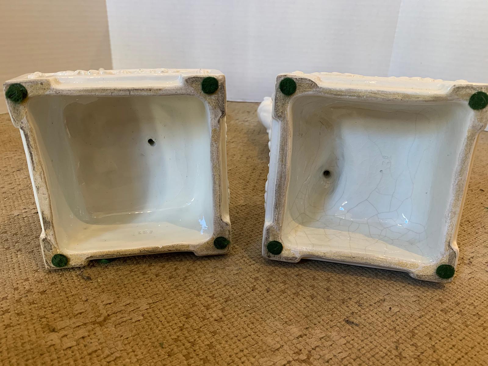 Pair of Late 19th Century Italian Creamware Putti Two-Arm Candelabras 17