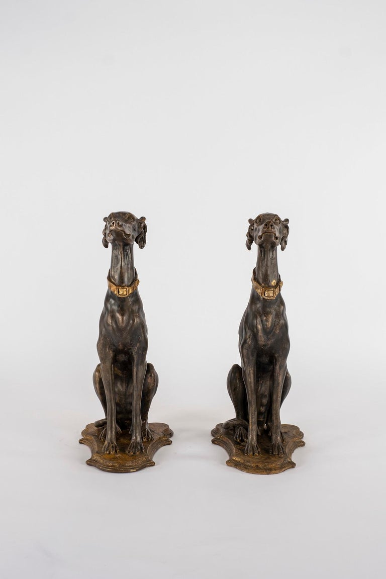 Pair of Late 19th Century Italian Giltwood Greyhounds For Sale at 1stDibs