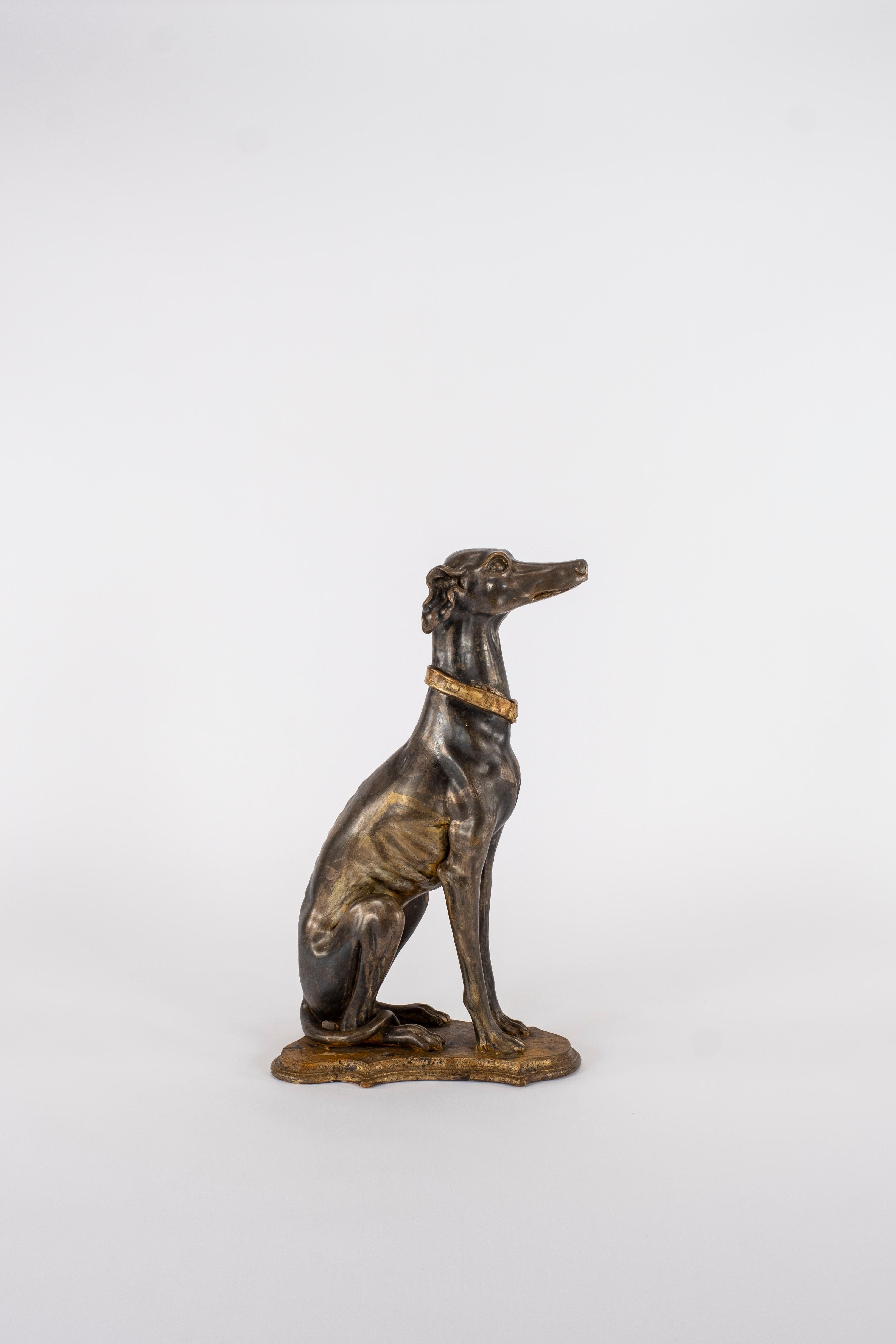 Pair of Late 19th Century Italian Giltwood Greyhounds In Good Condition In Houston, TX