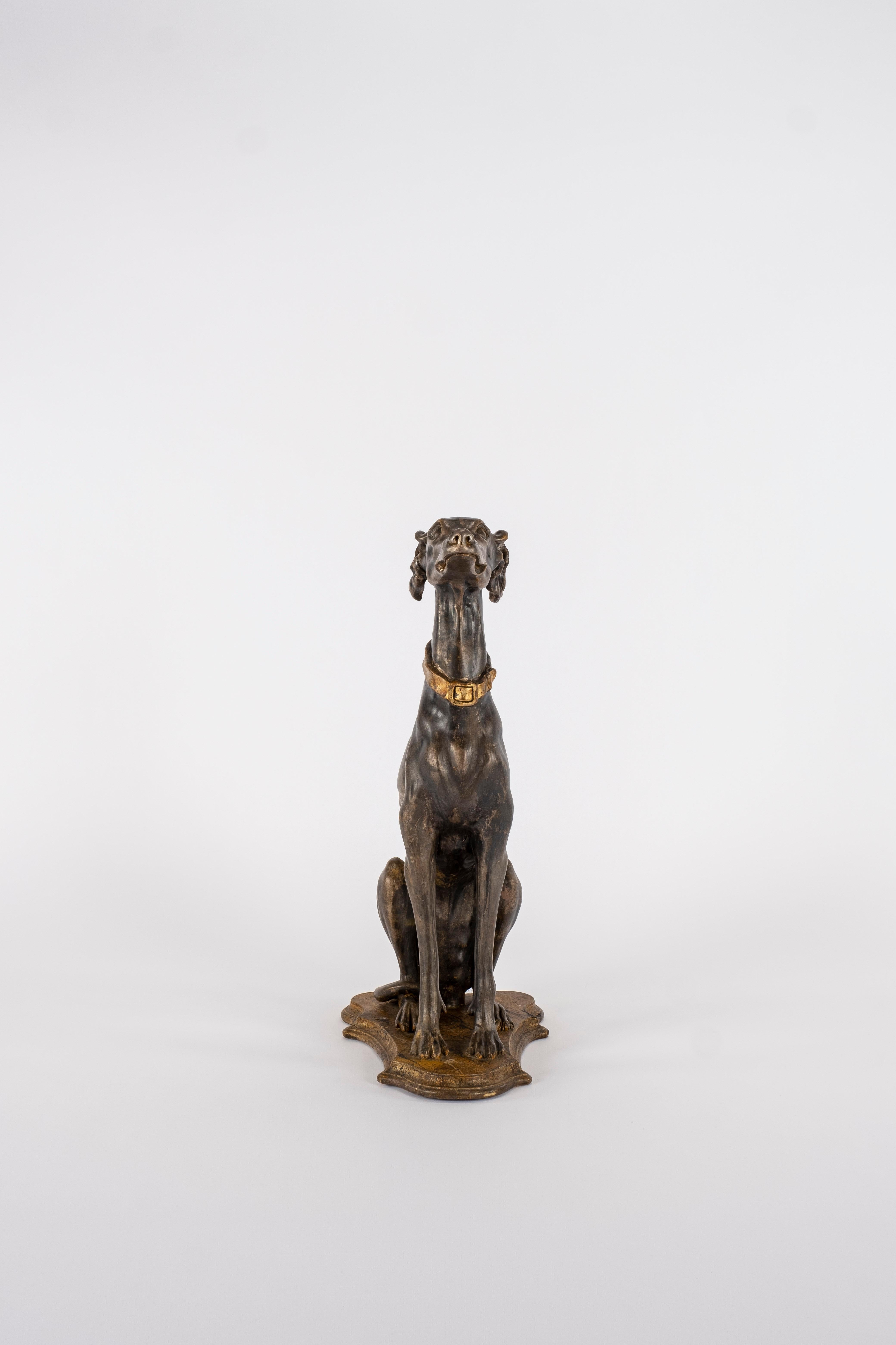 Pair of Late 19th Century Italian Giltwood Greyhounds 1