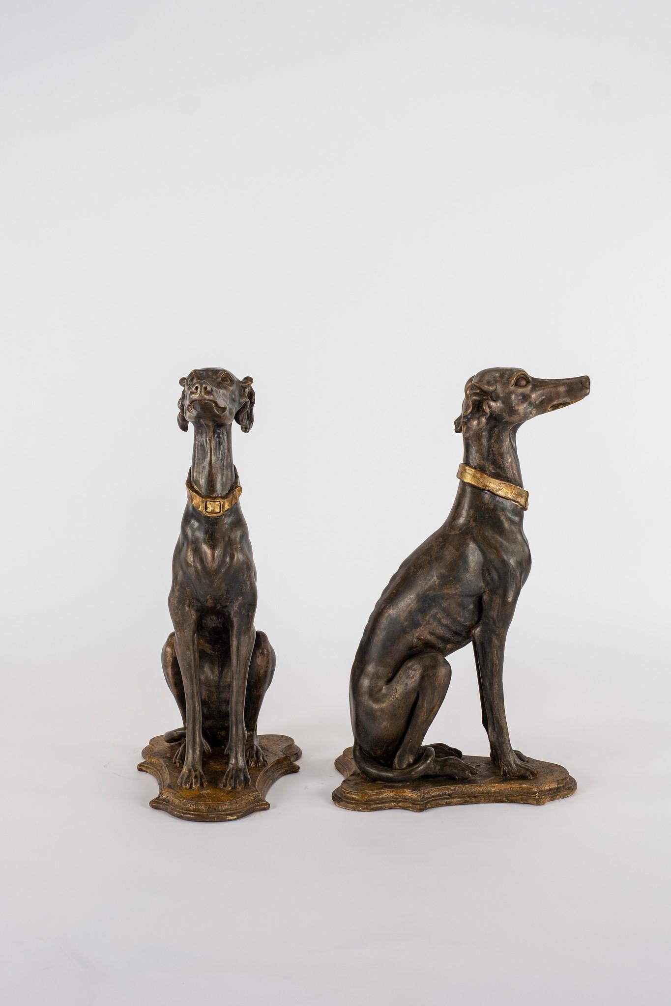 Pair of Late 19th Century Italian Giltwood Greyhounds 3