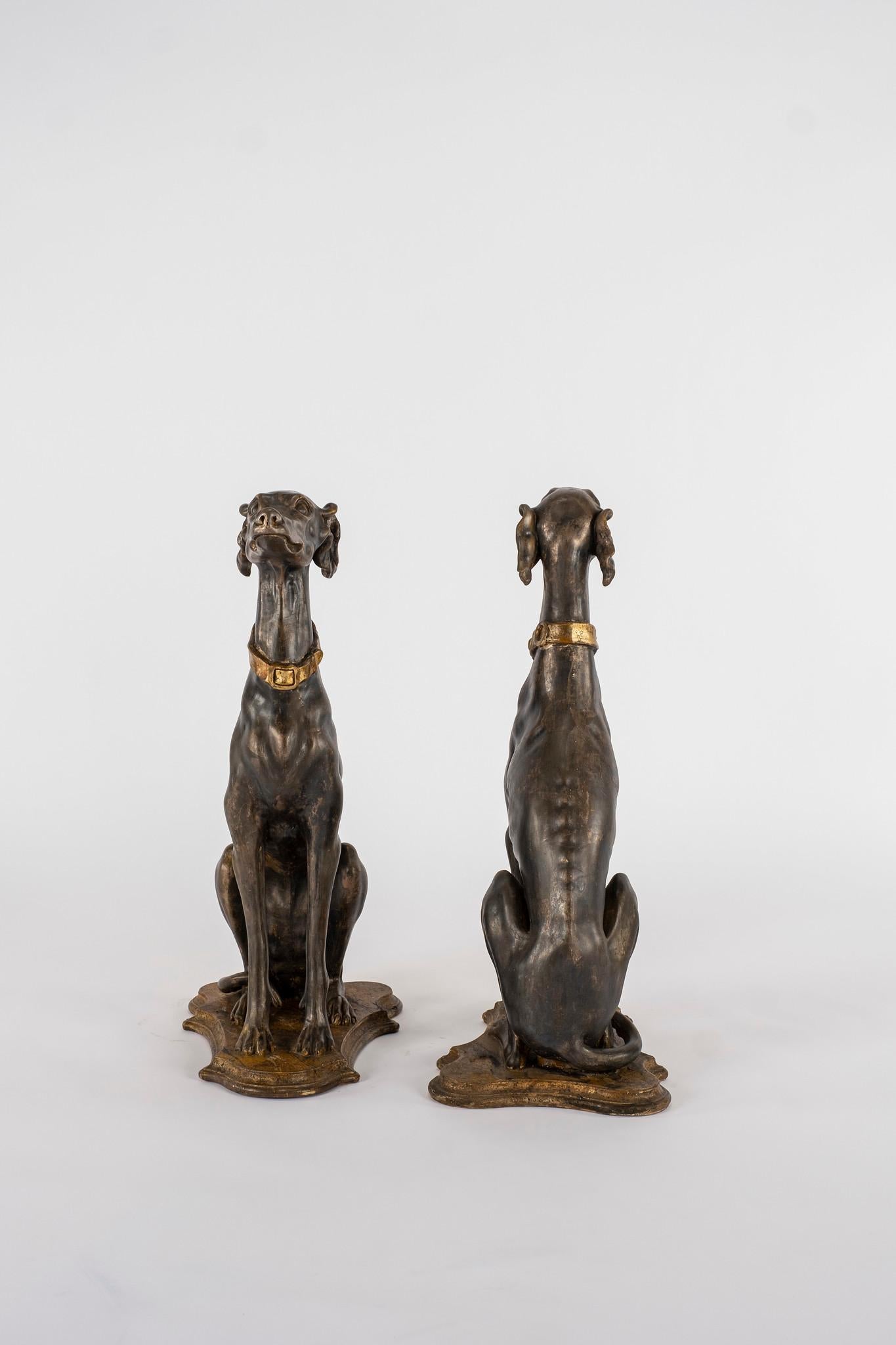 Pair of Late 19th Century Italian Giltwood Greyhounds 4