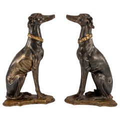 Pair of Late 19th Century Italian Giltwood Greyhounds