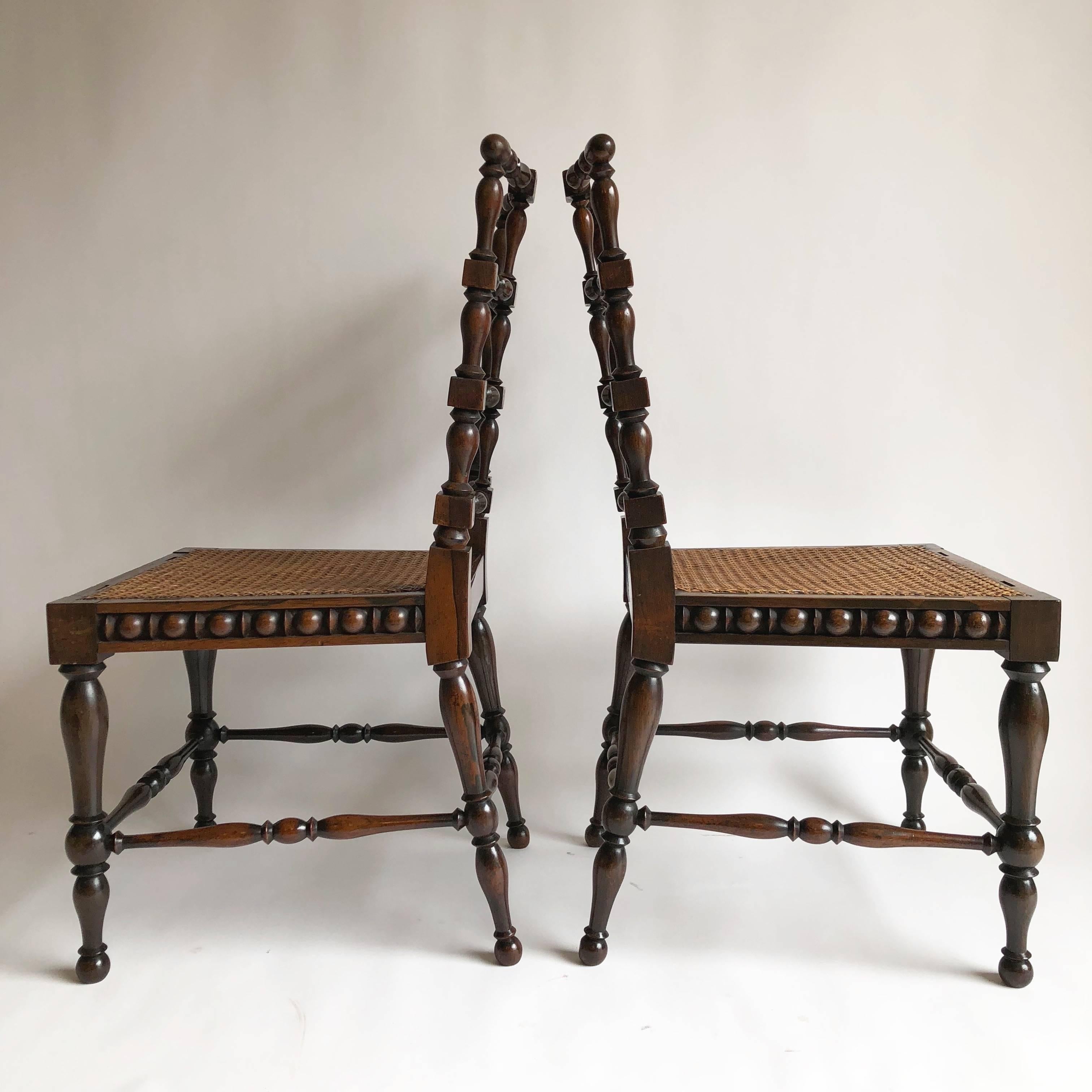 Pair of Late 19th Century Austrian Rosewood Spindle Chairs with Cane Seats 9