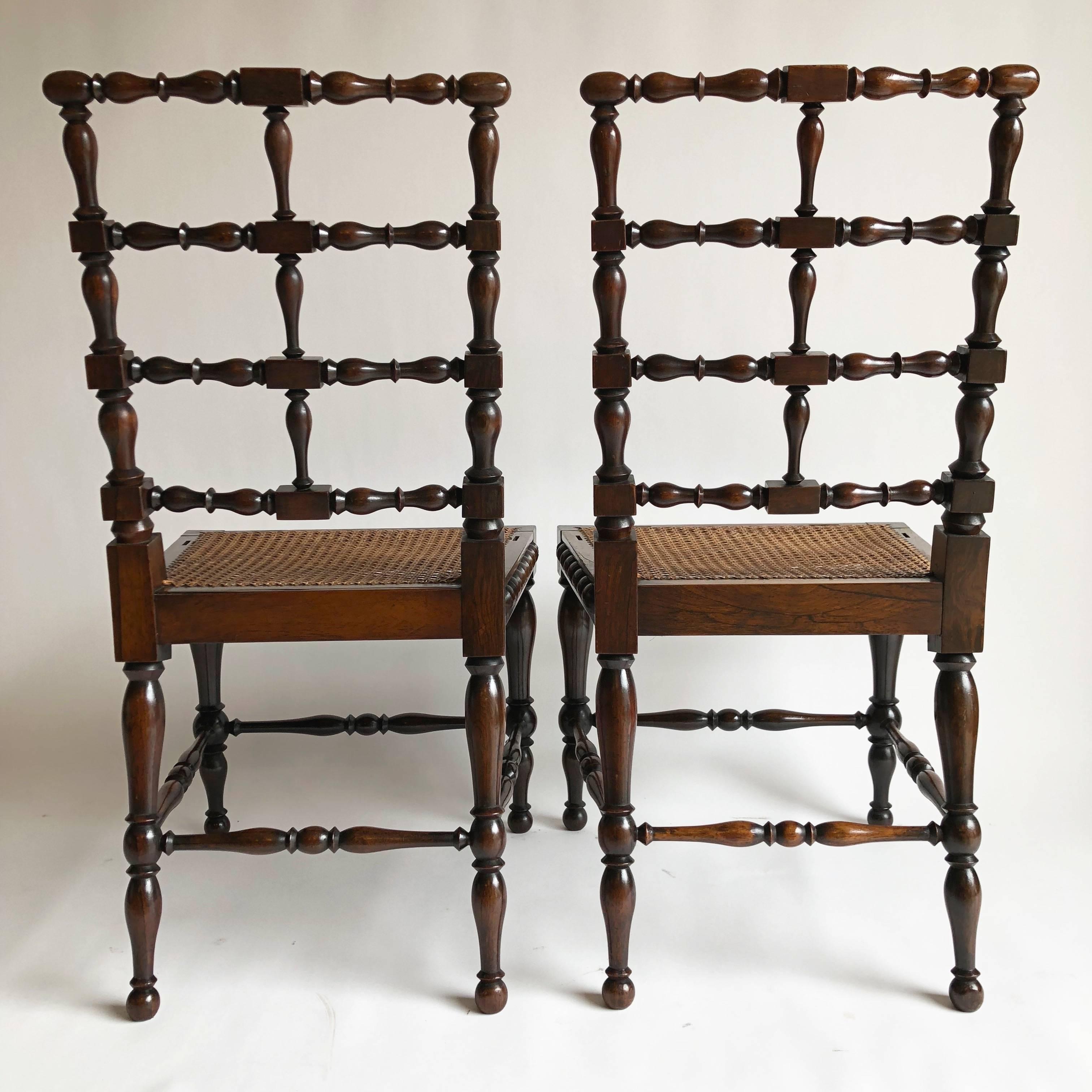 Pair of Late 19th Century Austrian Rosewood Spindle Chairs with Cane Seats 10