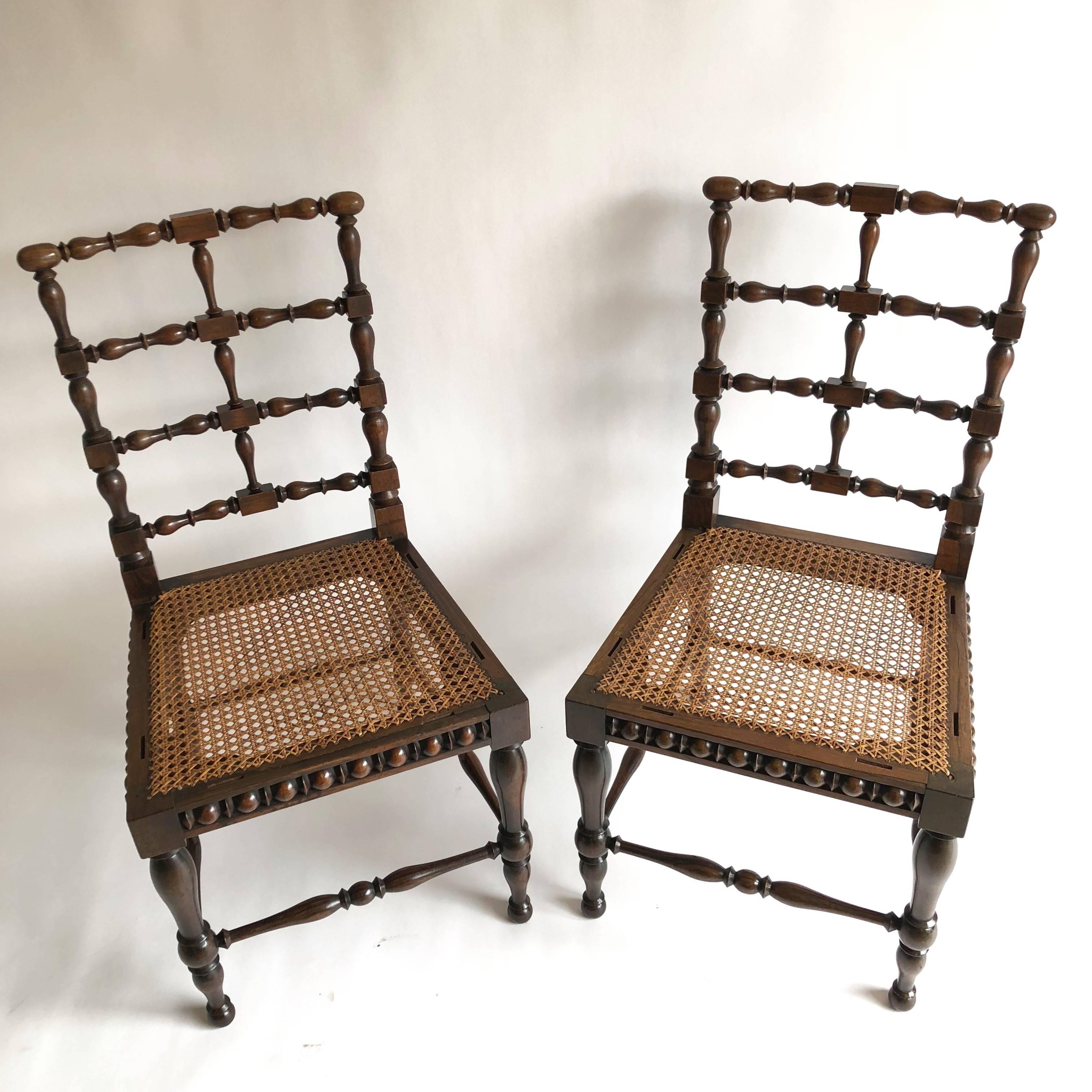 Pair of Late 19th Century Austrian Rosewood Spindle Chairs with Cane Seats 5
