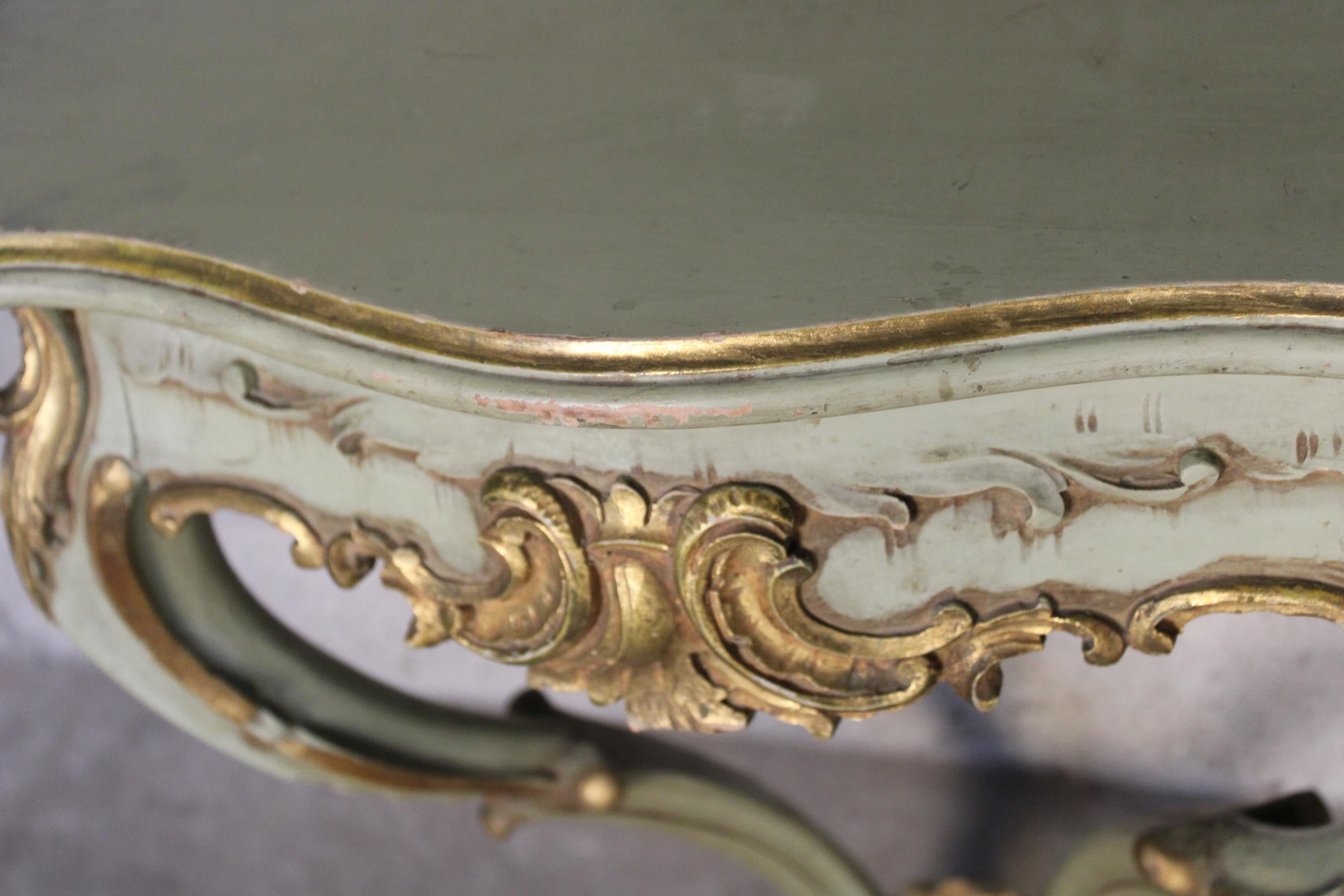 Pair of Venetian Gilded Console Tables circa 1870 Italy 7