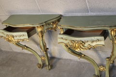 Pair of Venetian Gilded Console Tables circa 1870 Italy