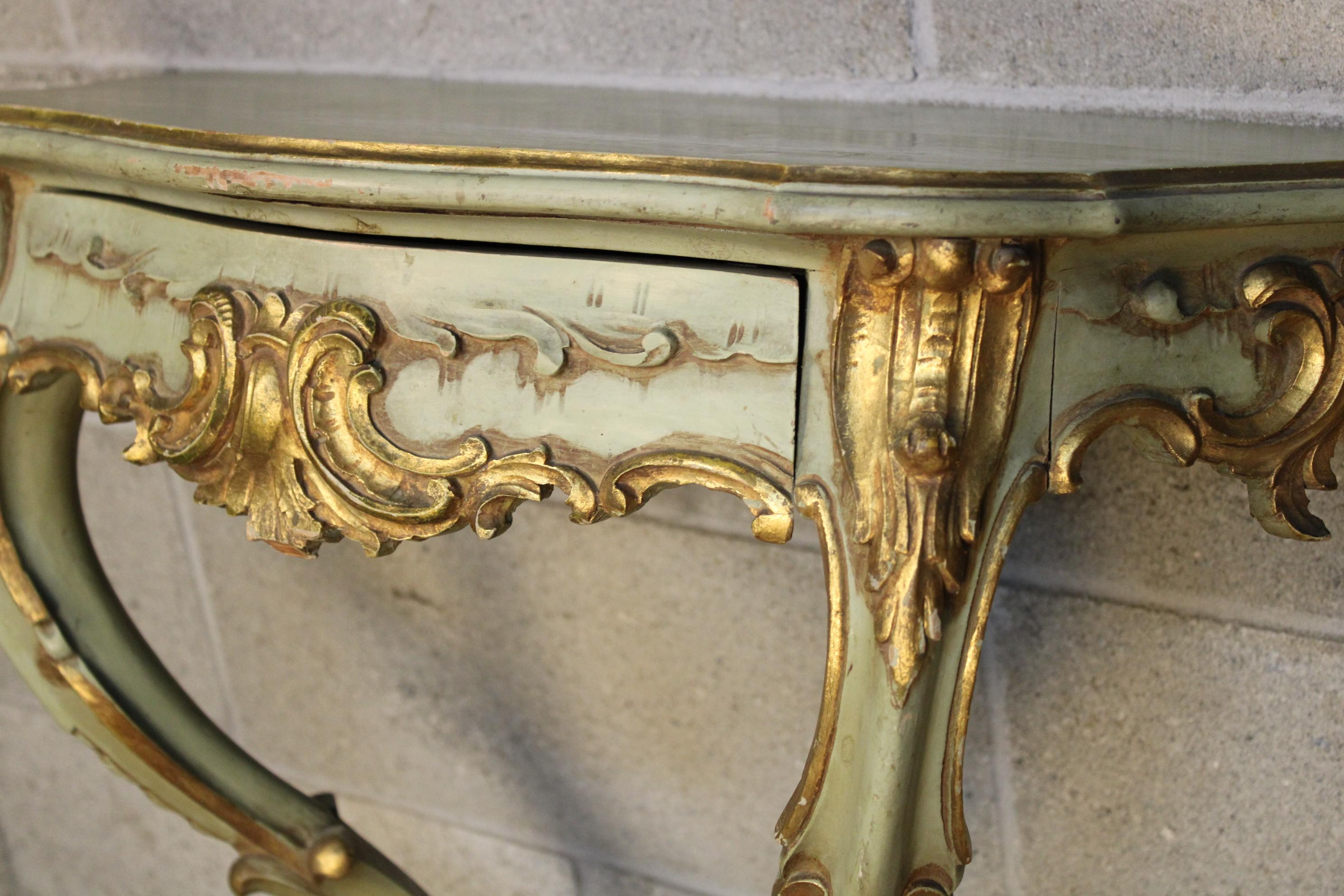 Pair of Venetian Gilded Console Tables circa 1870 Italy 12