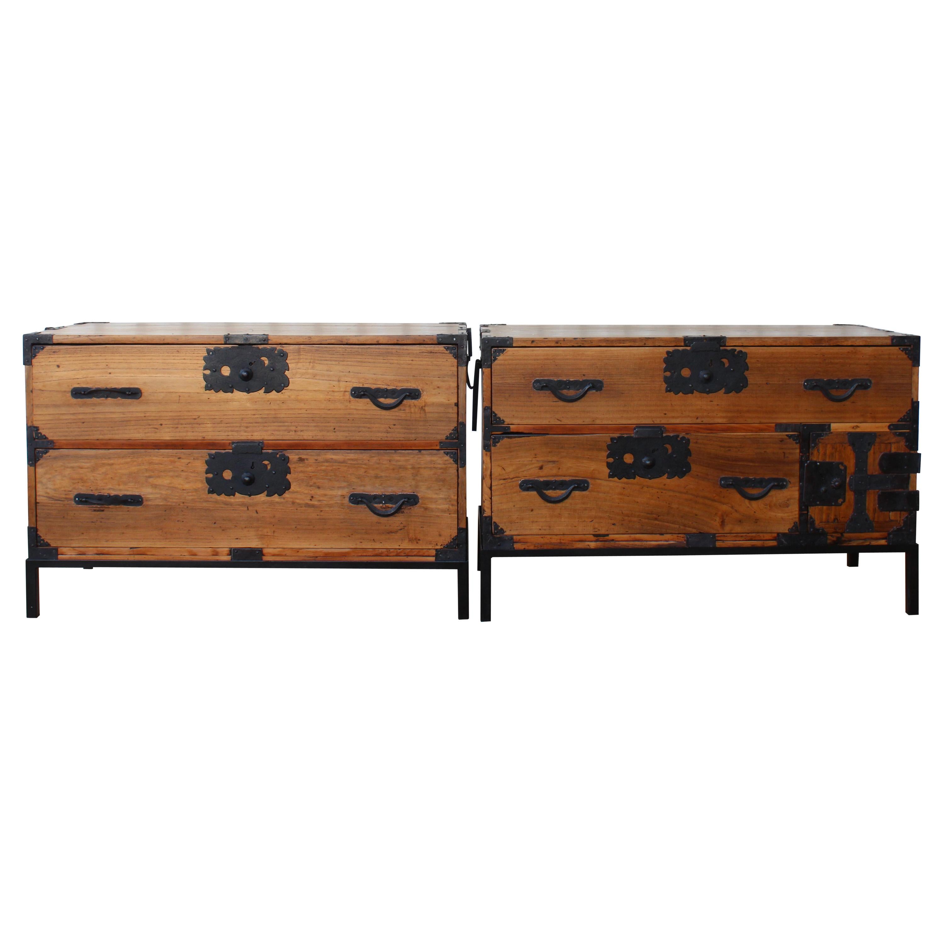 Pair of Late 19th Century Japanese Tansu Chests
