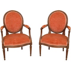 Antique Pair of Late 19th Century Louis XVI Fruitwood Fauteuils