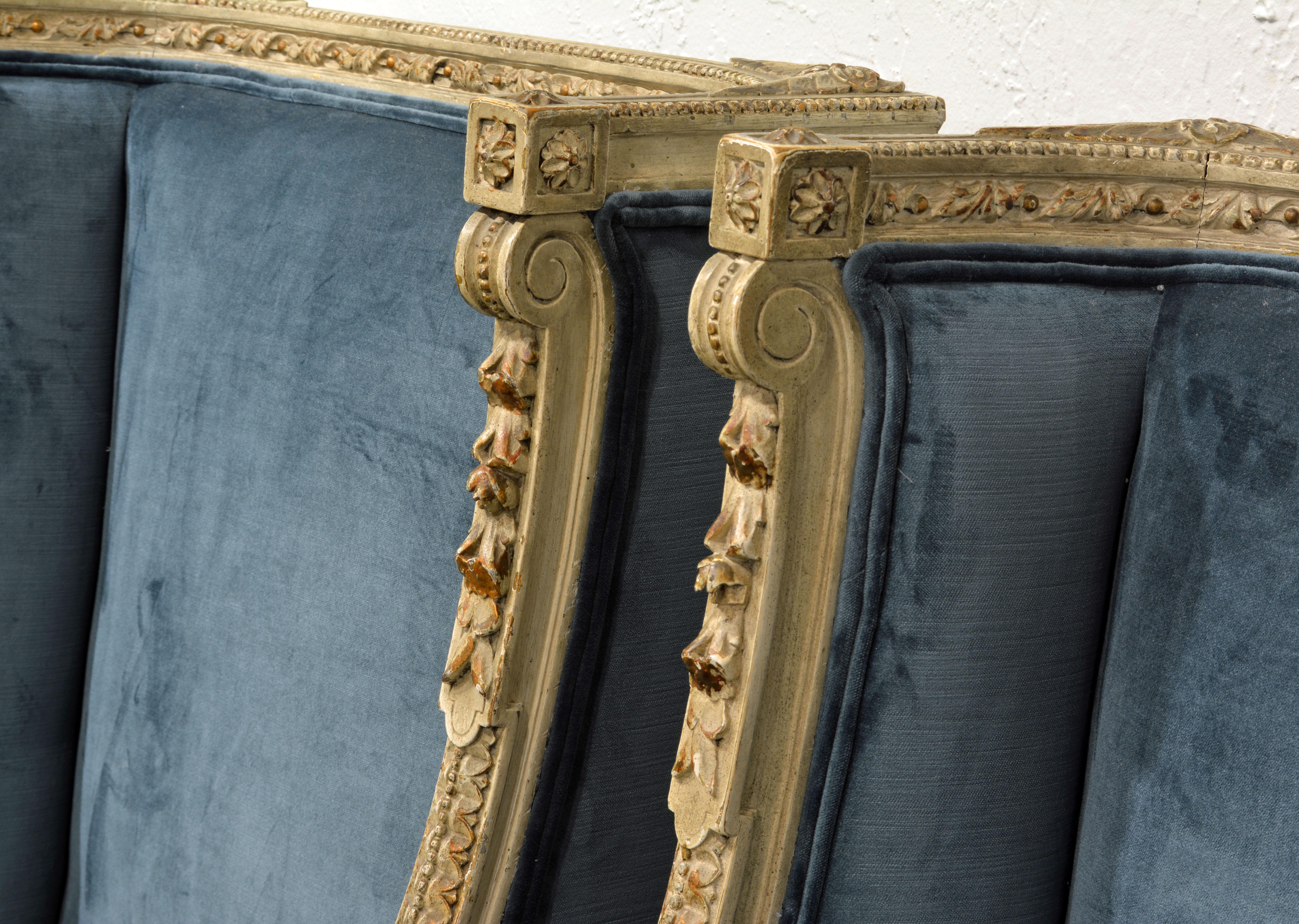 Pair of Late 19th Century, Louis XVI Style Carved and Painted Bergères 2