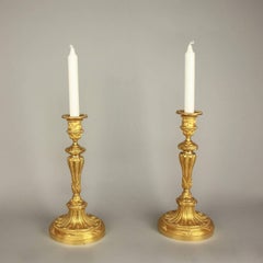 Pair of Late 19th Century Louis XVI Style Gilt-Bonze Candlesticks