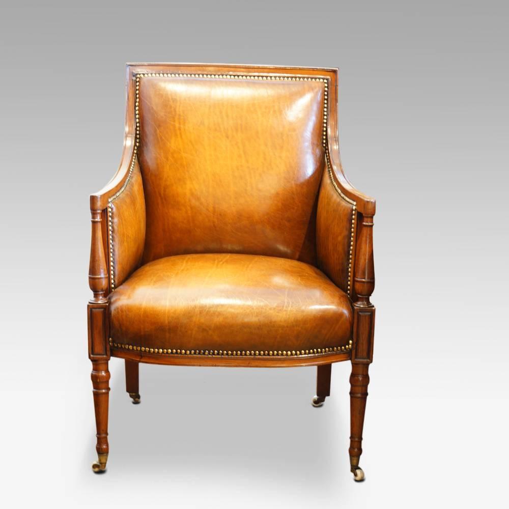 English Pair of Late 19th Century Mahogany Library Chairs