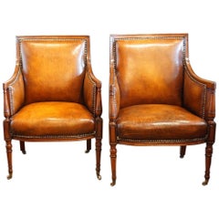 Pair of Late 19th Century Mahogany Library Chairs