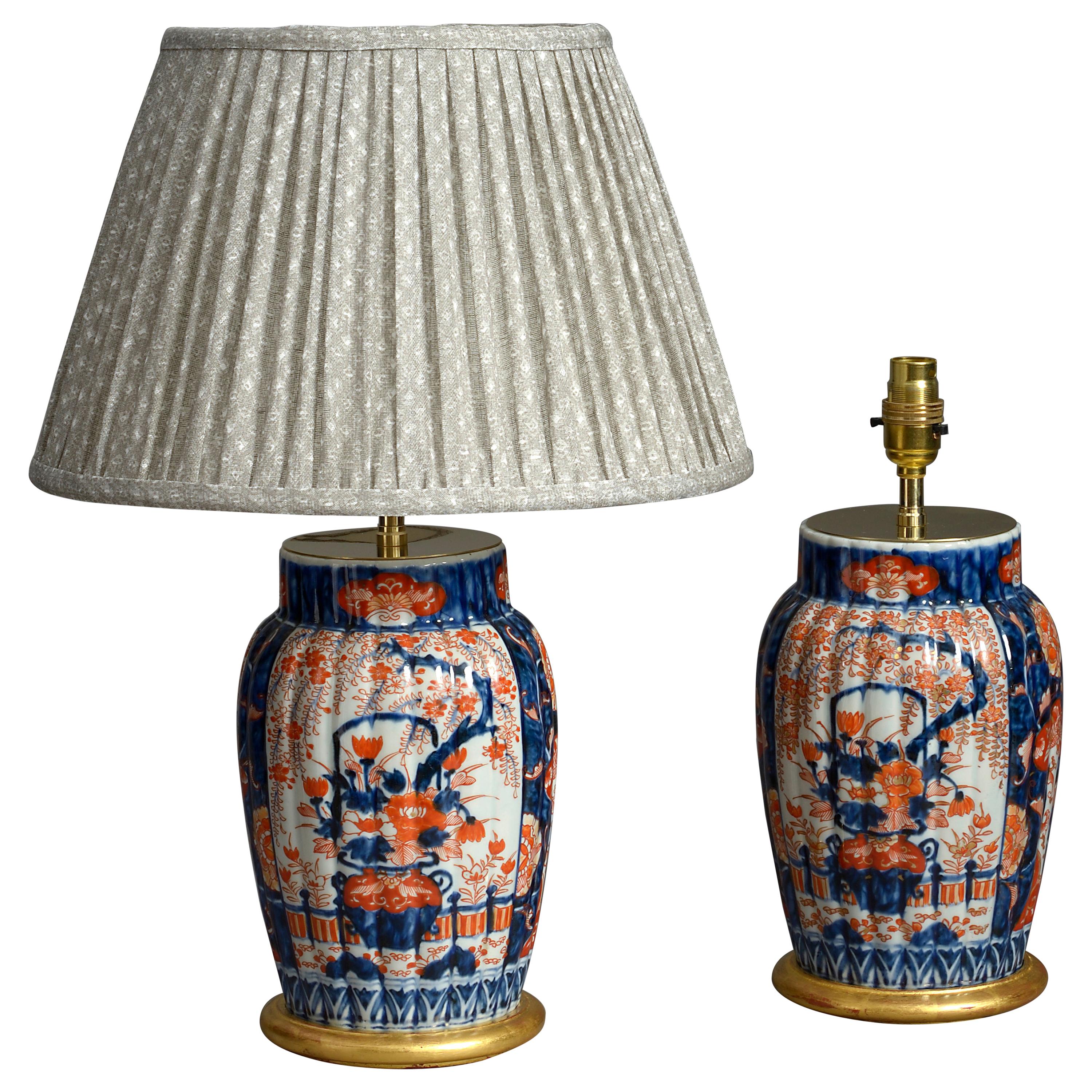 Pair of Late 19th Century Meiji Period Imari Porcelain Vase Lamps