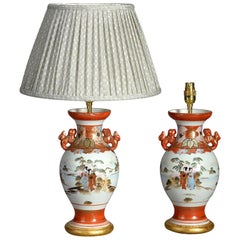 Pair of Late 19th Century Meiji Period Satsuma Porcelain Vase Lamps