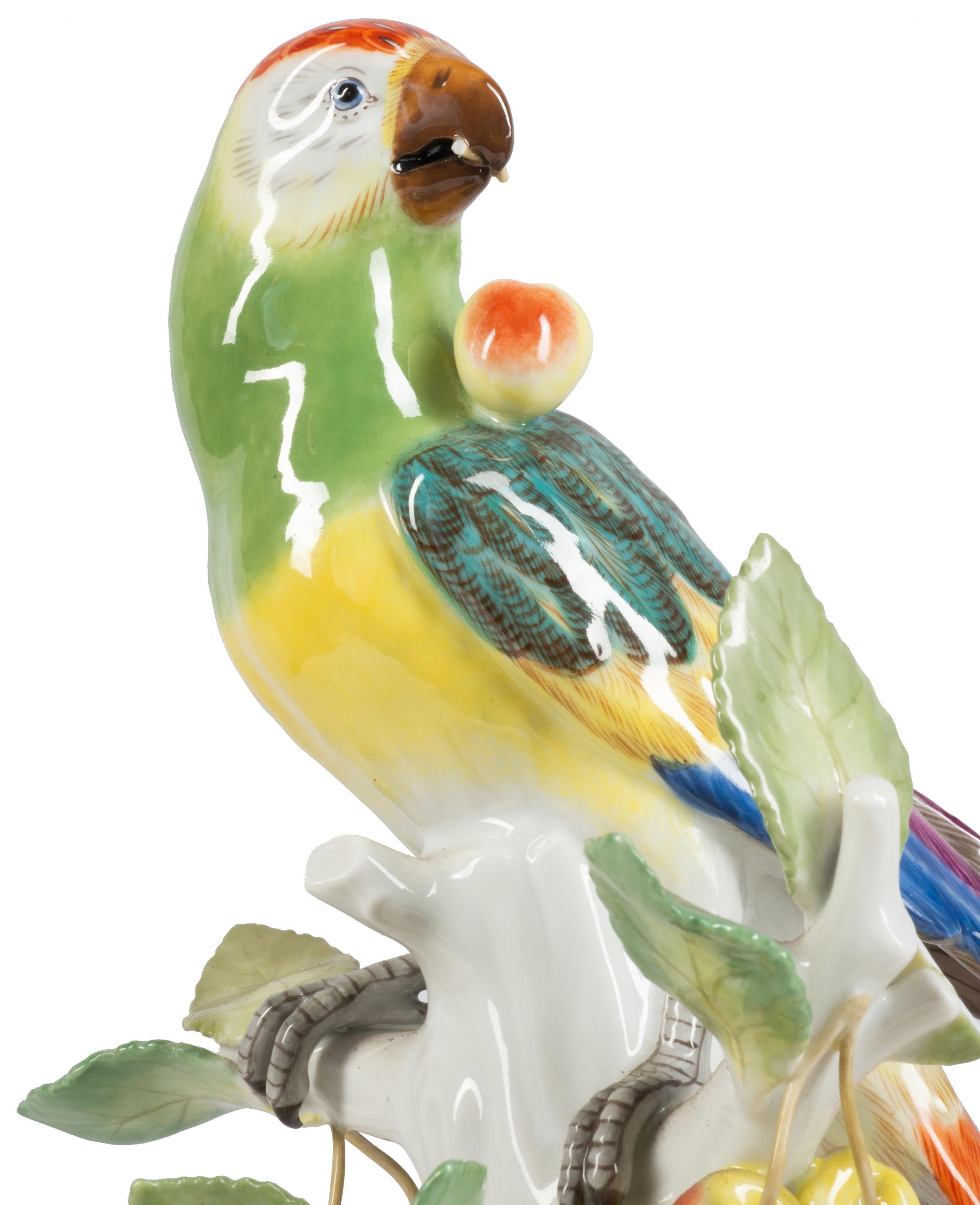 Pair of Late 19th Century Meissen Porcelain Parrots 1