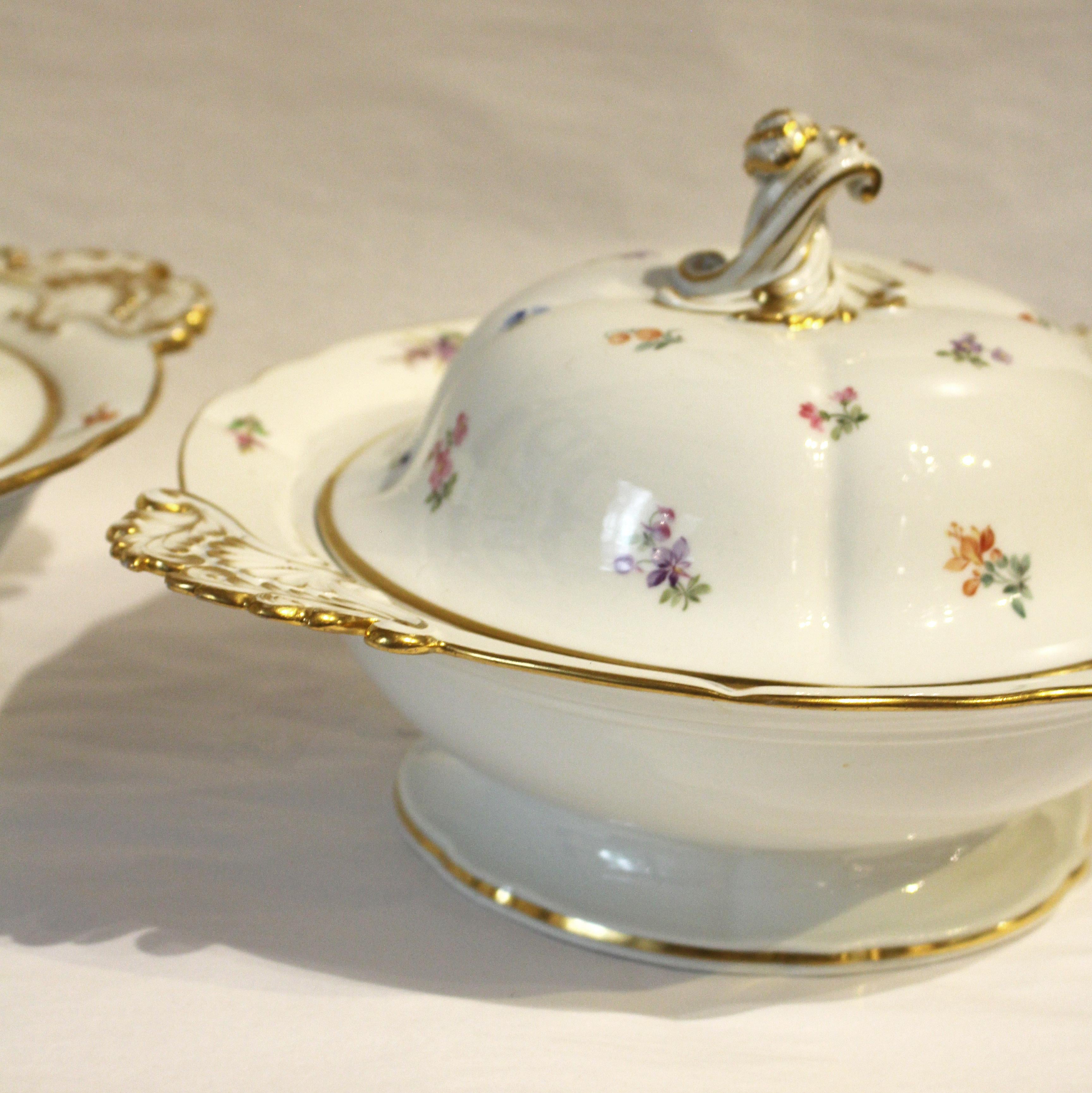 Pareja de soperas de verduras Meissen de finales del siglo XIX Alemán en venta