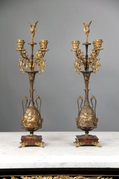 Paire de candélabres Napoléon III de la fin du XIXe siècle par Levillian et Barbedienne