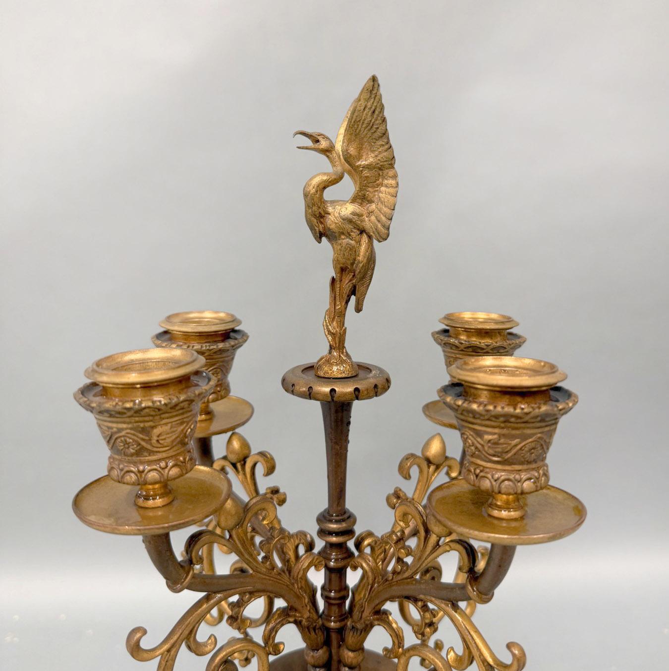 Marmo Coppia di candelabri Napoleone III della fine del XIX secolo di Levillian e Barbedienne in vendita