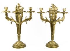 Pair of Late 19th Century Neoclassical Gilt Bronze 4-Arms Candelabras, France