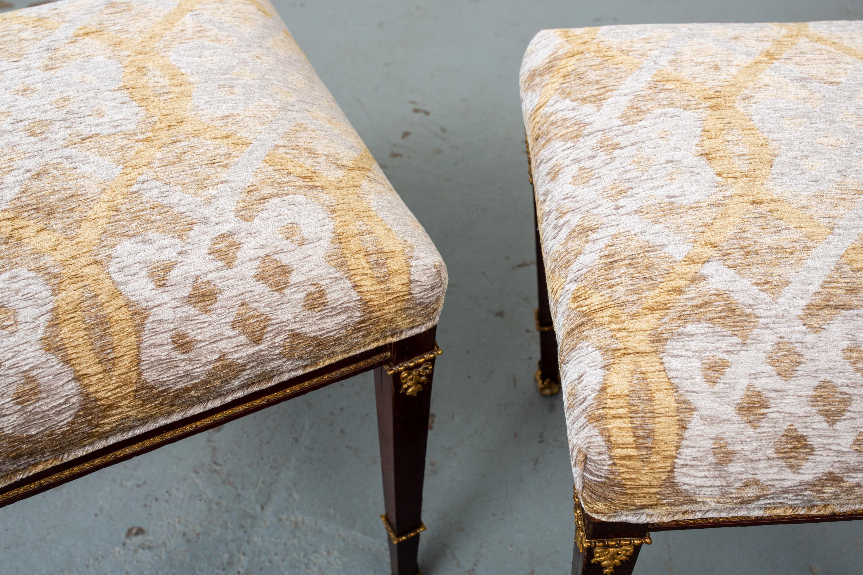 French Small Pair of Late 19th Century Neoclassical Style Footstools