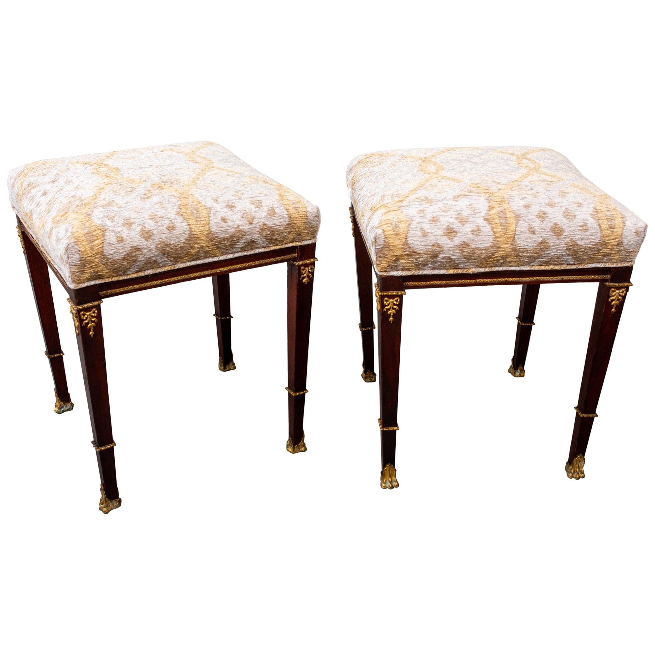 Small Pair of Late 19th Century Neoclassical Style Footstools