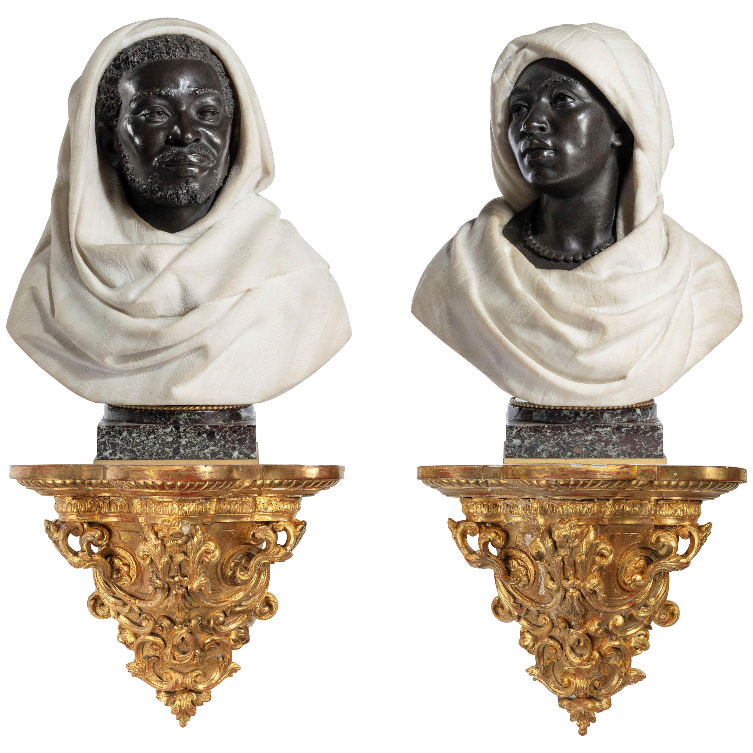 Pair of Late 19th Century Nubian Figures by Caccia and Dasson For Sale