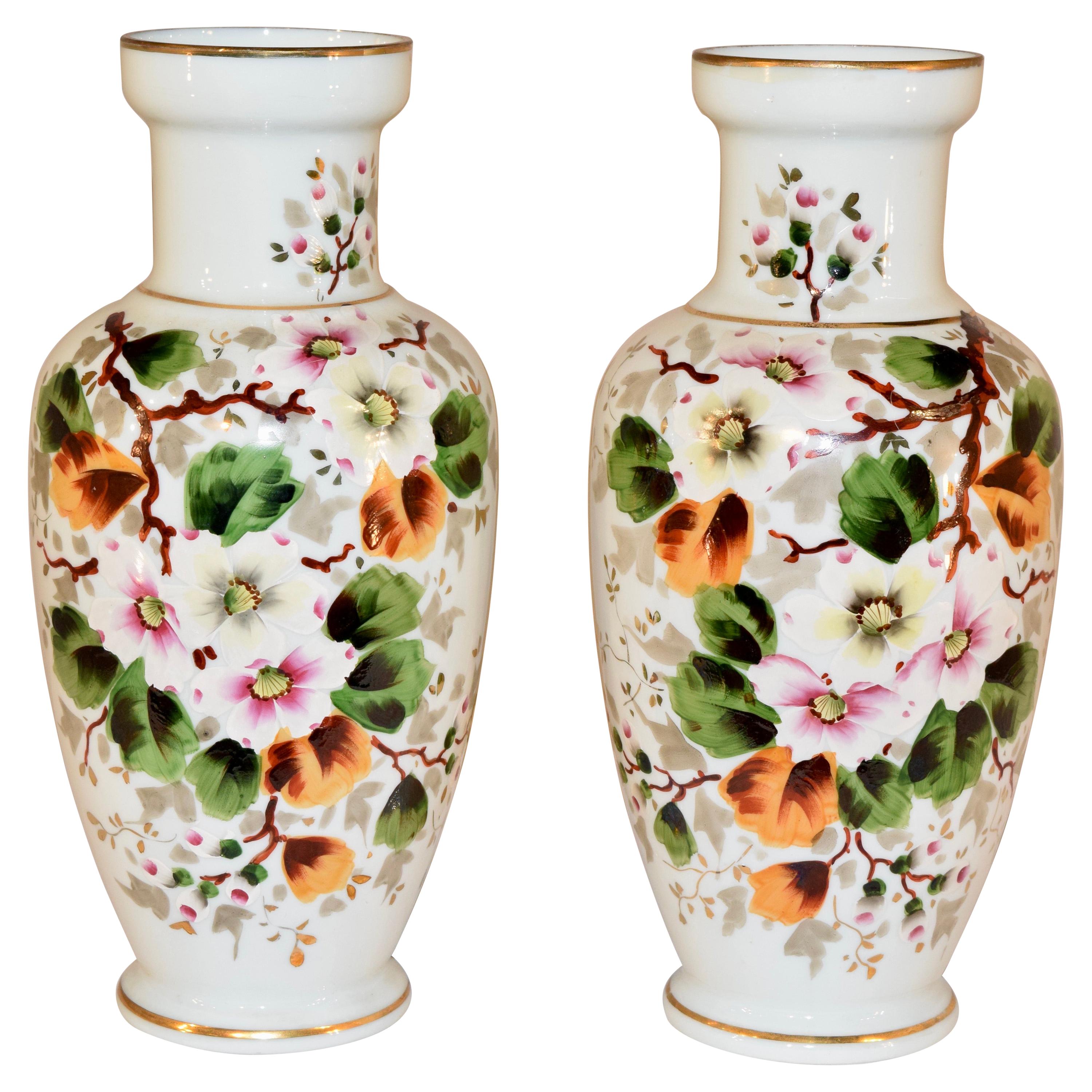 Pair of Late 19th Century Opaline Glass Vases For Sale