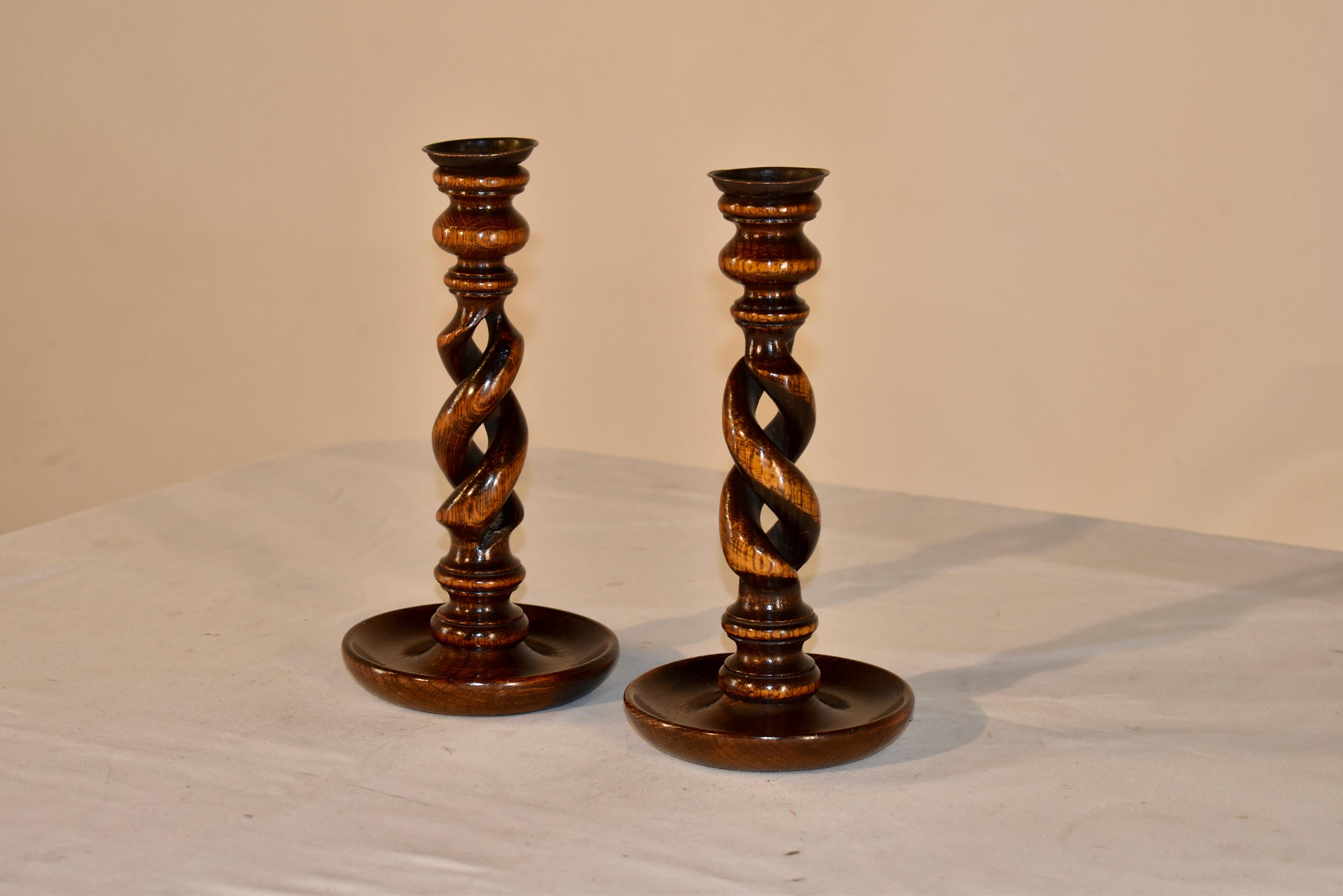 Victorian Pair of Late 19th Century Open Barley Twist Sticks