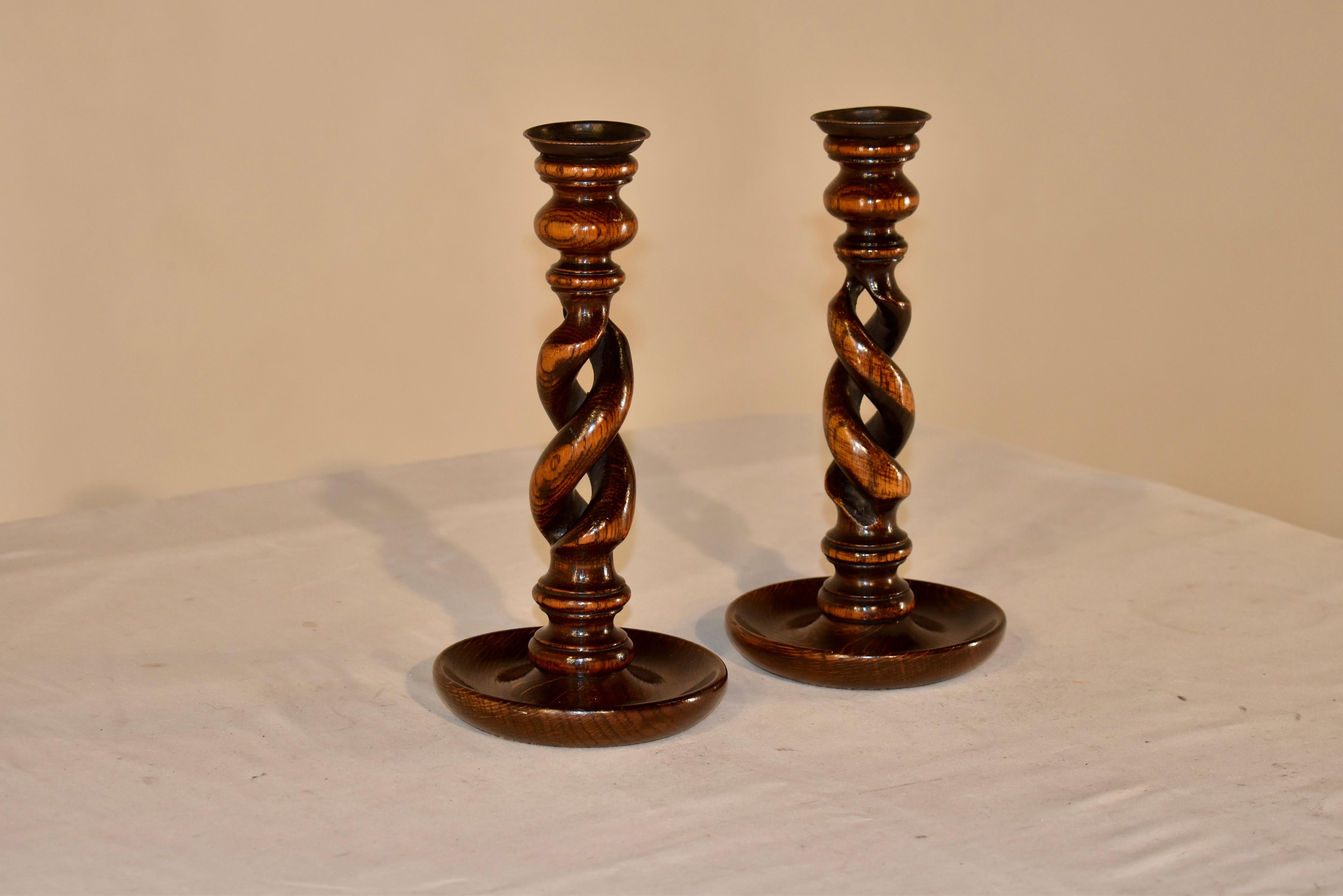 English Pair of Late 19th Century Open Barley Twist Sticks