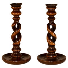 Pair of Late 19th Century Open Barley Twist Sticks