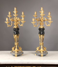 Pair of Late 19th Century or Early 20th Century Seven-Light Candelabra