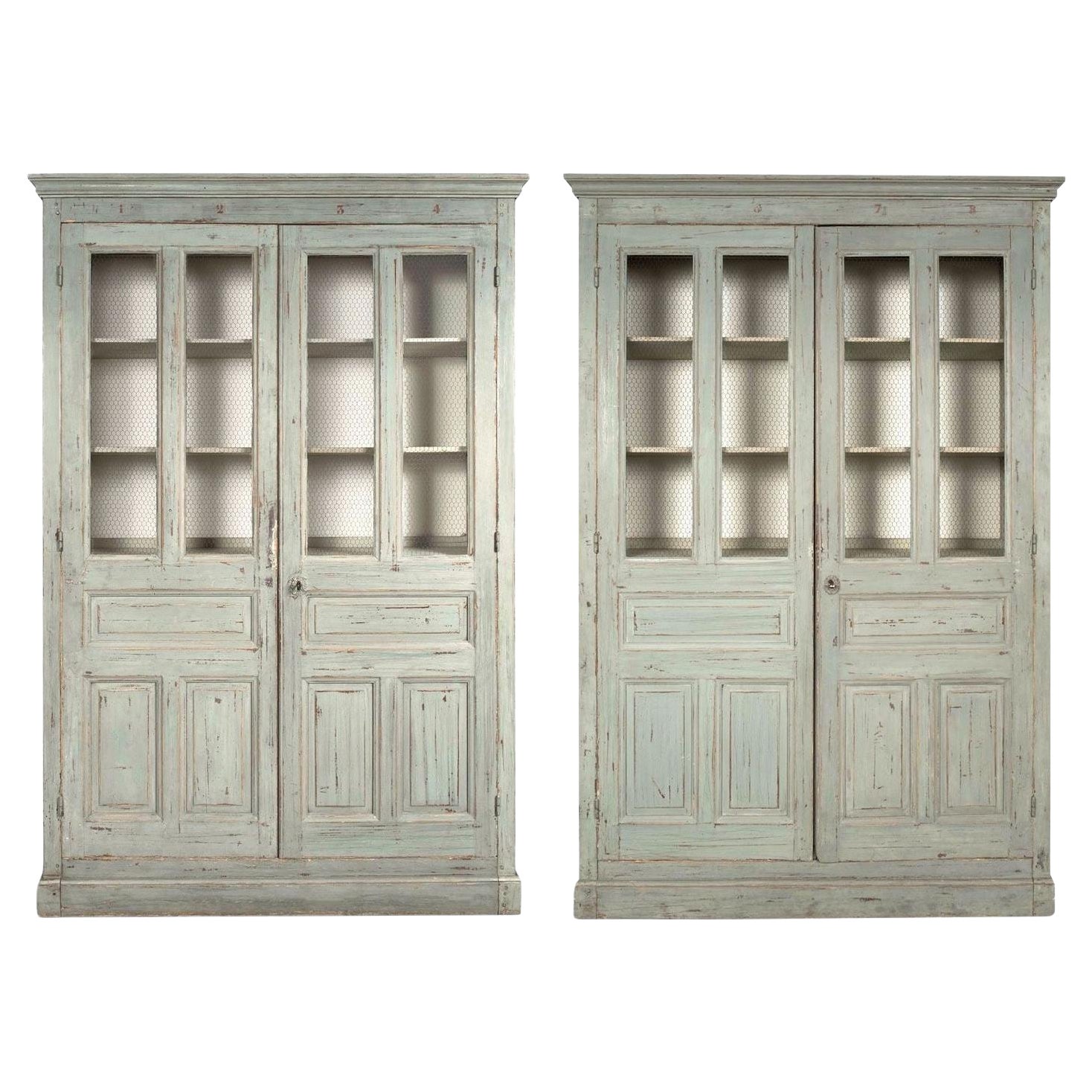 Paar bemalte französische Bibliotheken des späten 19. Jahrhunderts